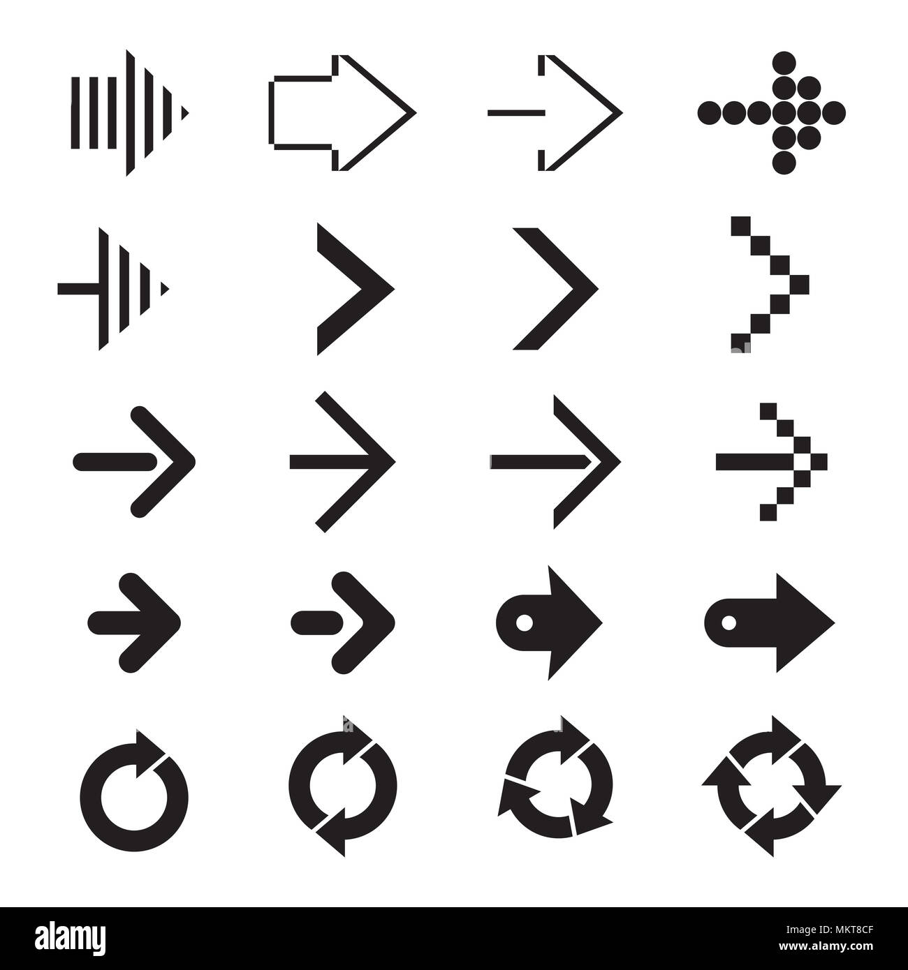 Set of black arrows. Vector illustration. Collection of Icons Stock
