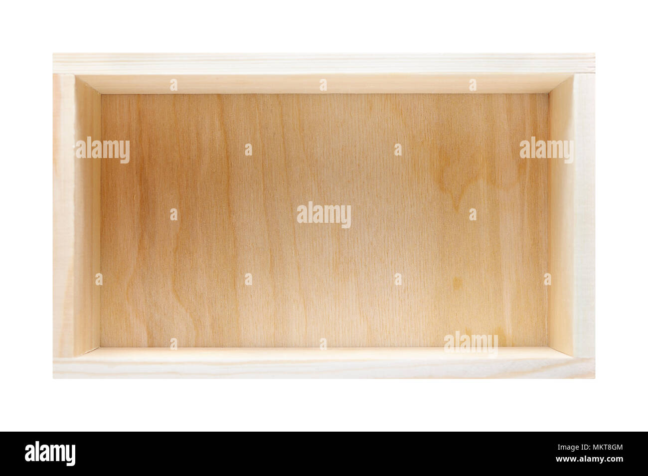 Empty wooden box isolated on white background top view Stock Photo