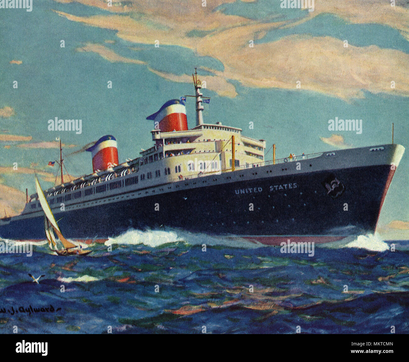 Сс море. Sea Liner United States 1952. SS United States. SS United States and SS francd. W. J. Aylward иллюстрации.
