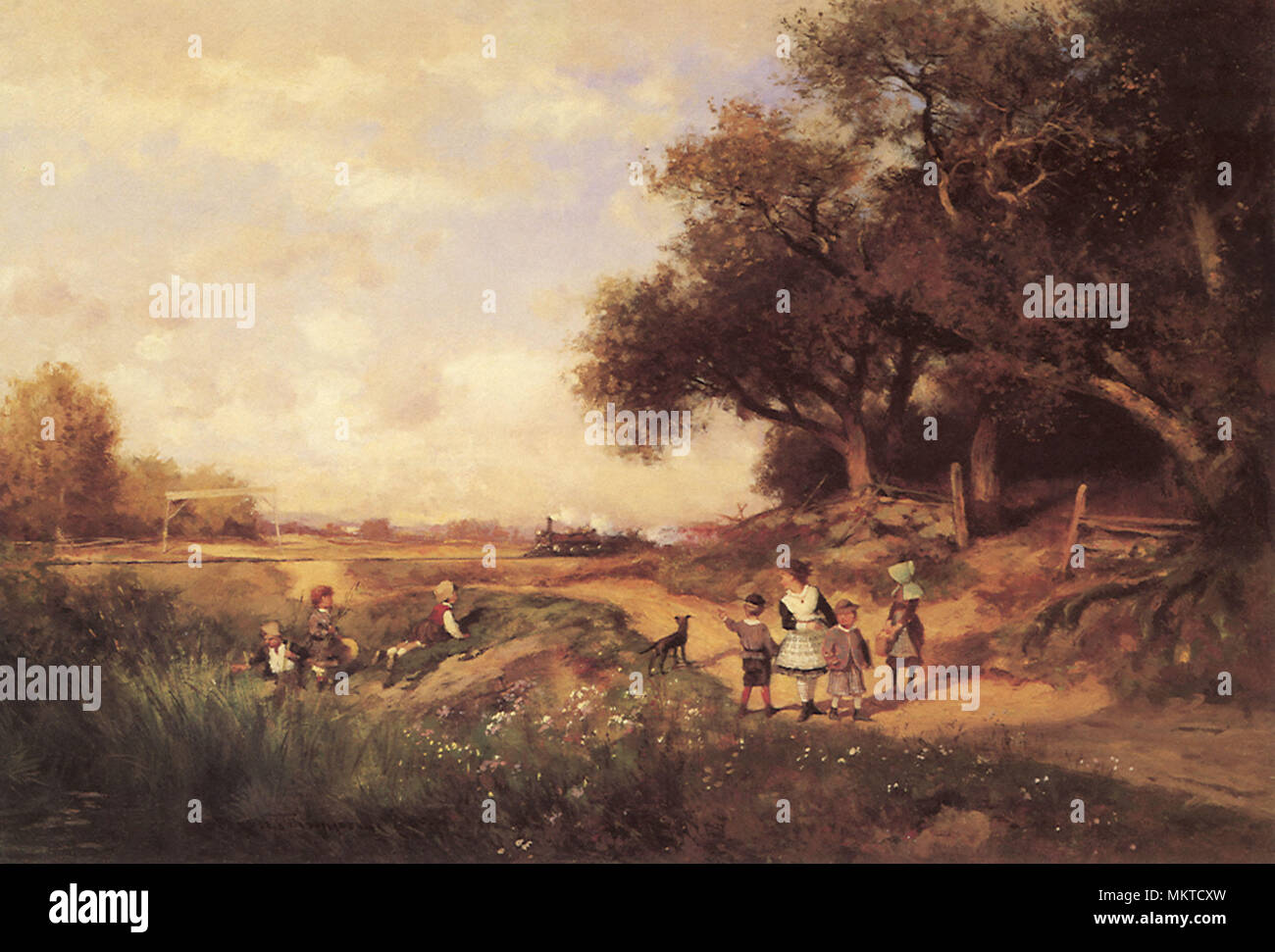 Southern Landscape with Children Stock Photo