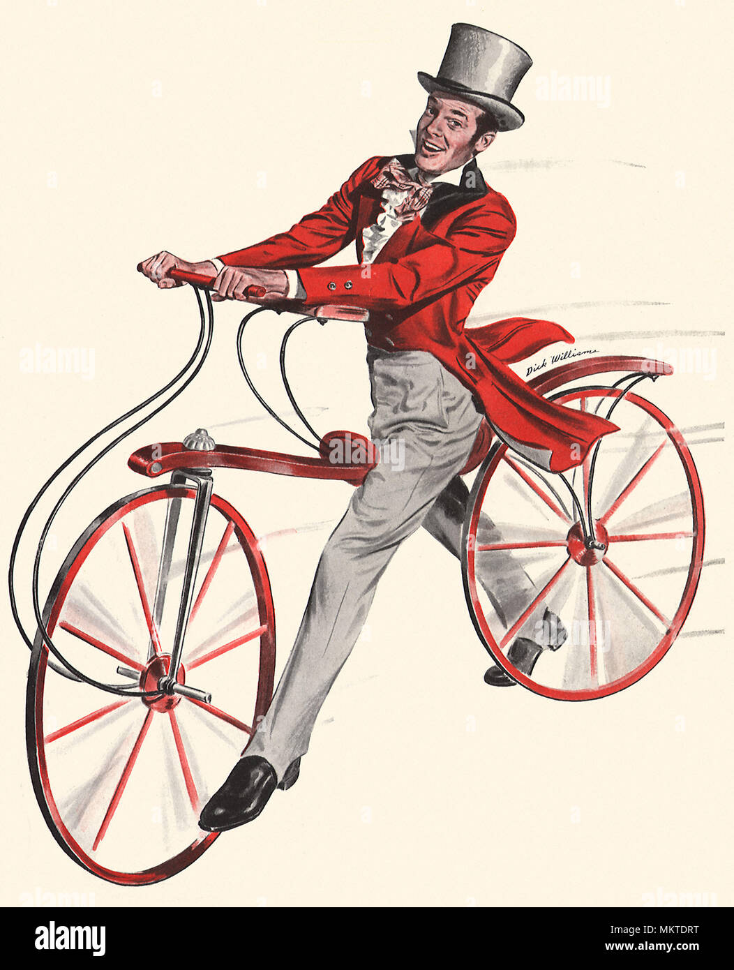 Man on Old Fashioned Bicycle Stock Photo