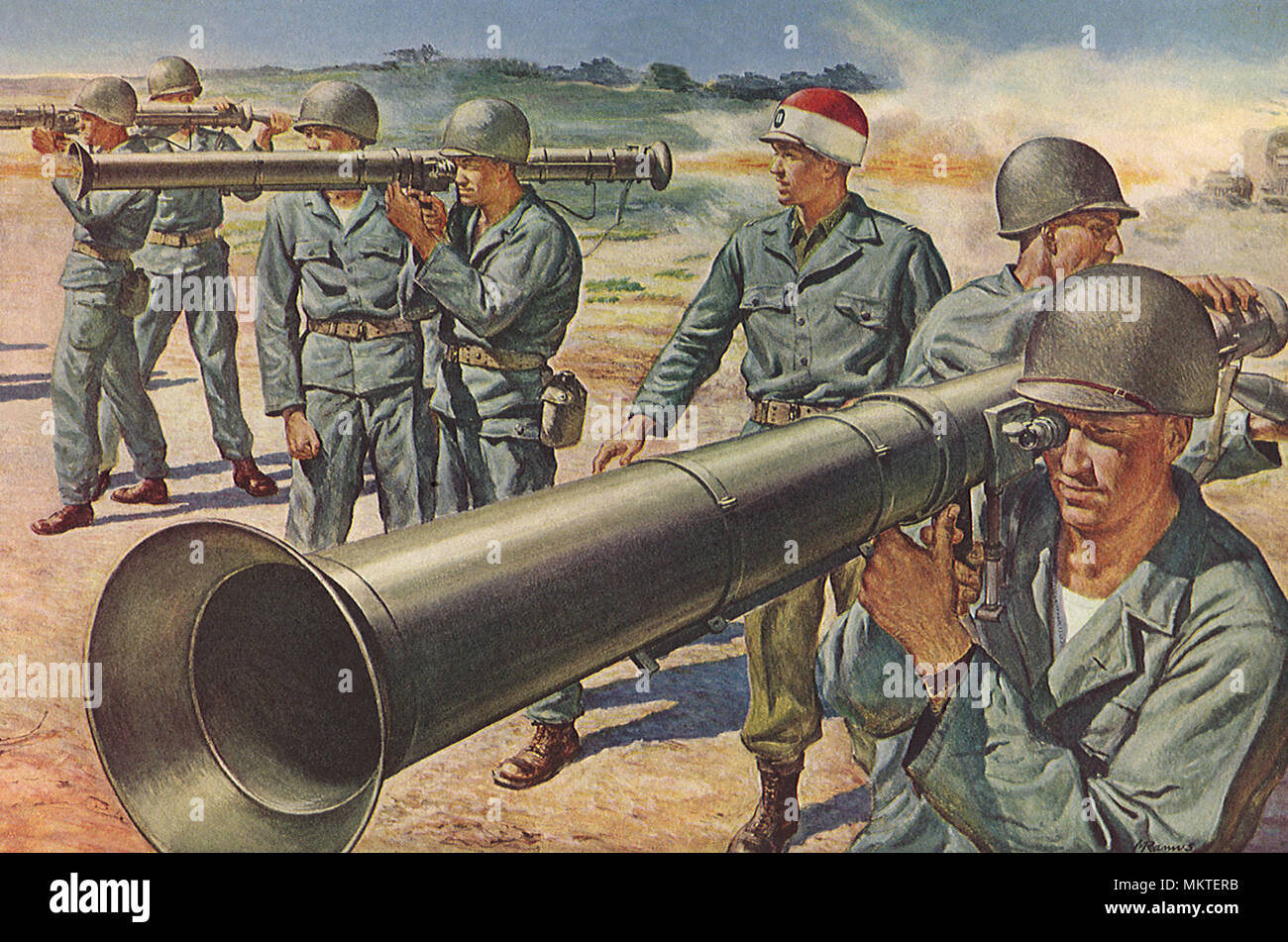 Soldiers practicing Bazooka Targeting Stock Photo