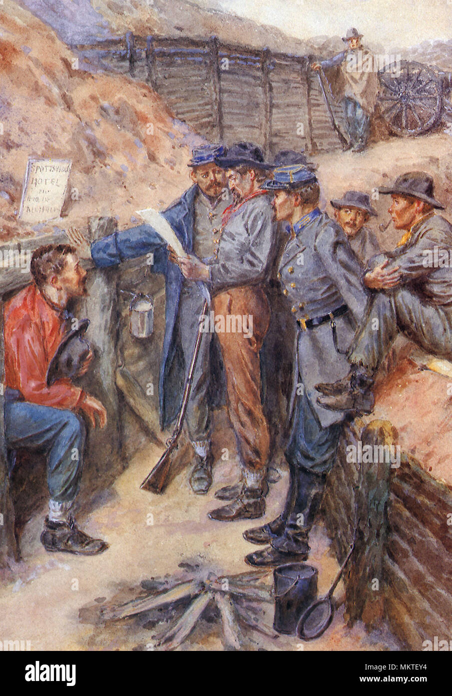 A Newspaper in the Trenches Stock Photo