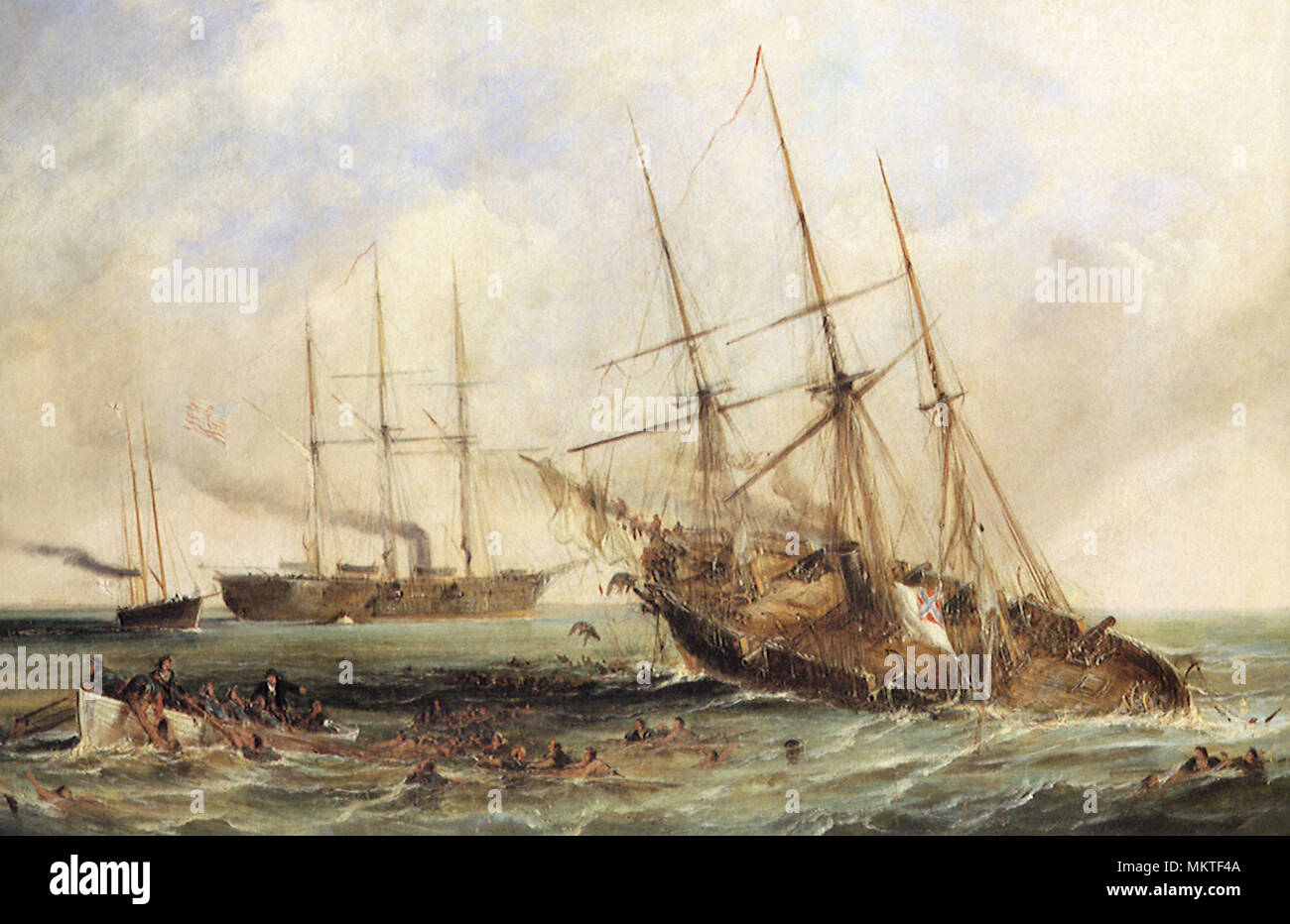 Destruction of the Confederate Steamer Alabama Stock Photo Alamy