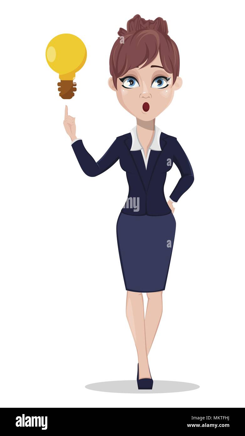 Businesswoman cartoon character. Beautiful business woman in office style  clothes having a good idea. Vector illustration on white background Stock  Vector Image & Art - Alamy
