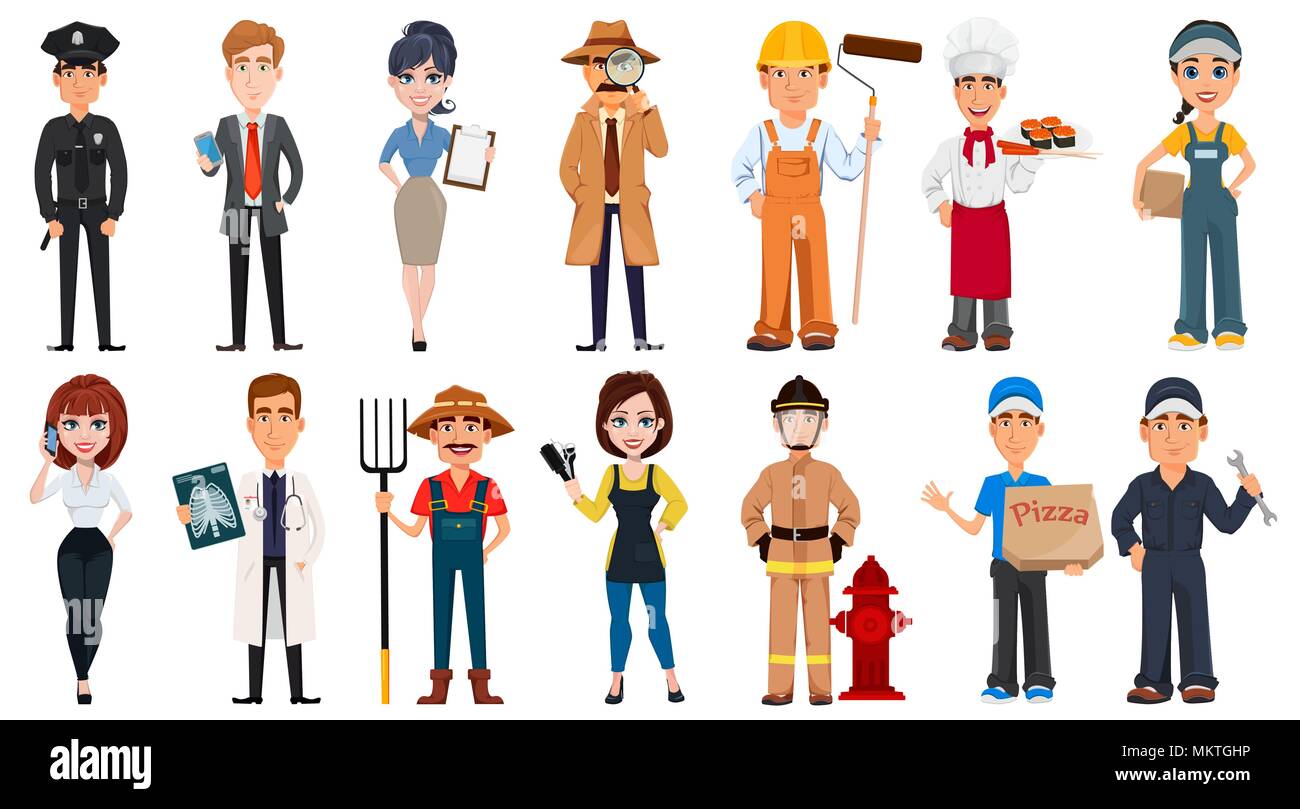 People of different professions. Set of cartoon characters with various  occupations. Creative vector illustration Stock Vector Image & Art - Alamy