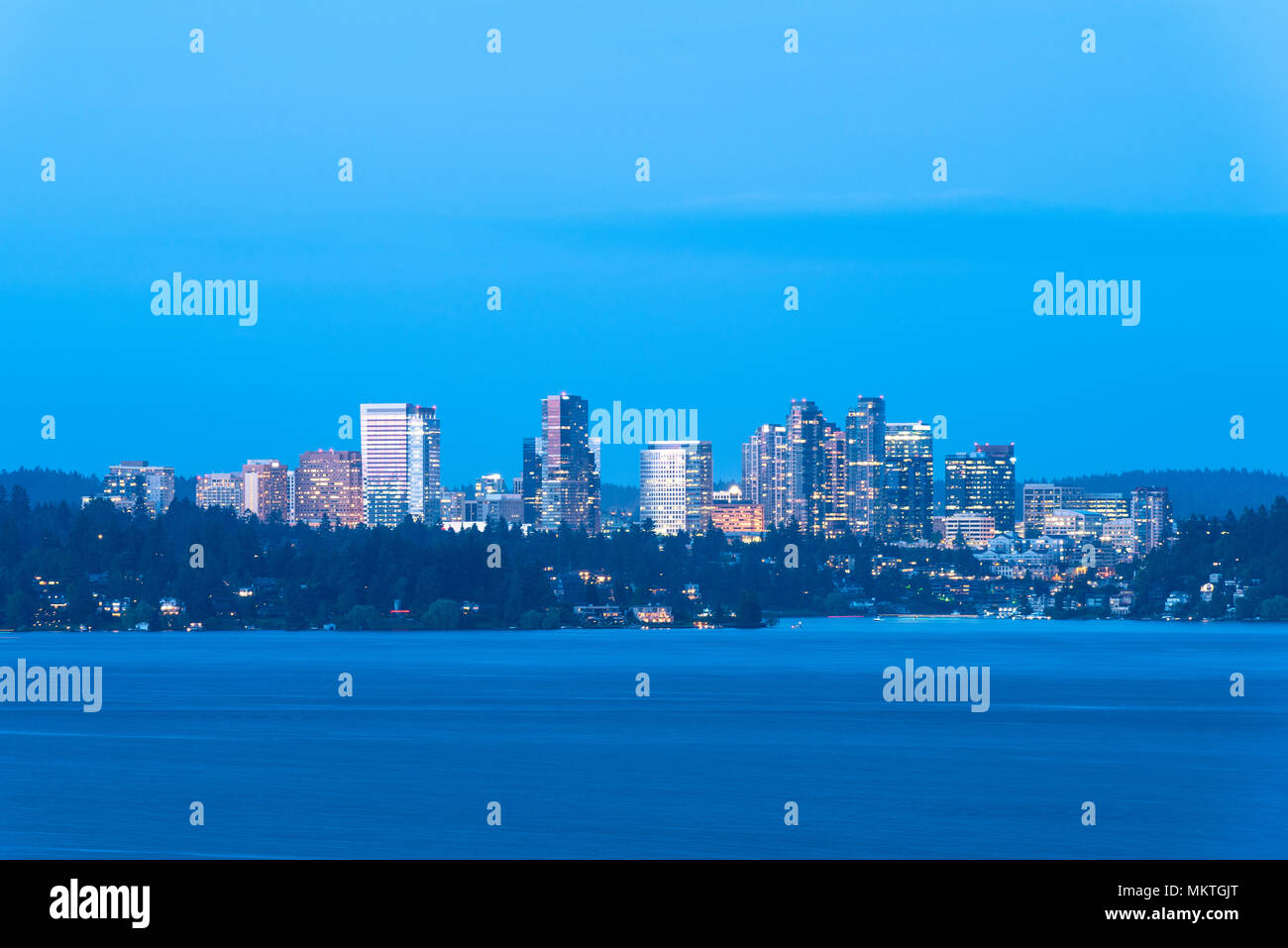 Skyline of downtown Bellevue, Seattle Metropolitan area, Washington State, USA Stock Photo