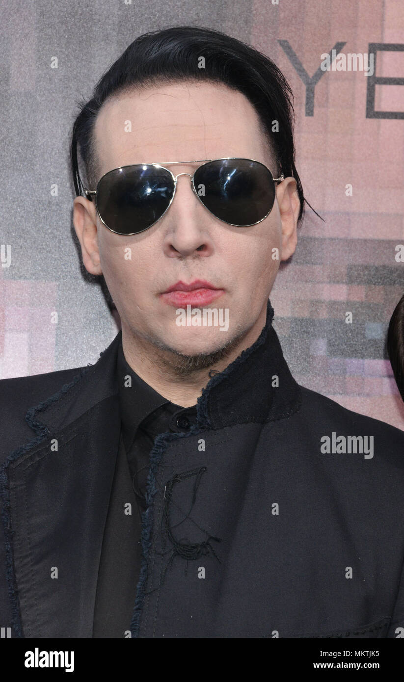 Marilyn Manson 183 at the Transcendence Premiere at the Regency Village Theatre in Los Angeles.Marilyn Manson 183 Red Carpet Event, Vertical, USA, Film Industry, Celebrities,  Photography, Bestof, Arts Culture and Entertainment, Topix Celebrities fashion /  Vertical, Best of, Event in Hollywood Life - California,  Red Carpet and backstage, USA, Film Industry, Celebrities,  movie celebrities, TV celebrities, Music celebrities, Photography, Bestof, Arts Culture and Entertainment,  Topix, headshot, vertical, one person,, from the year , 2014, inquiry tsuni@Gamma-USA.com Stock Photo