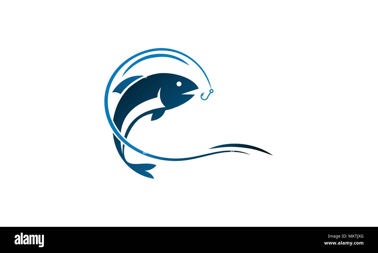 Fish logo vector, hook line concept, illustration graphic design