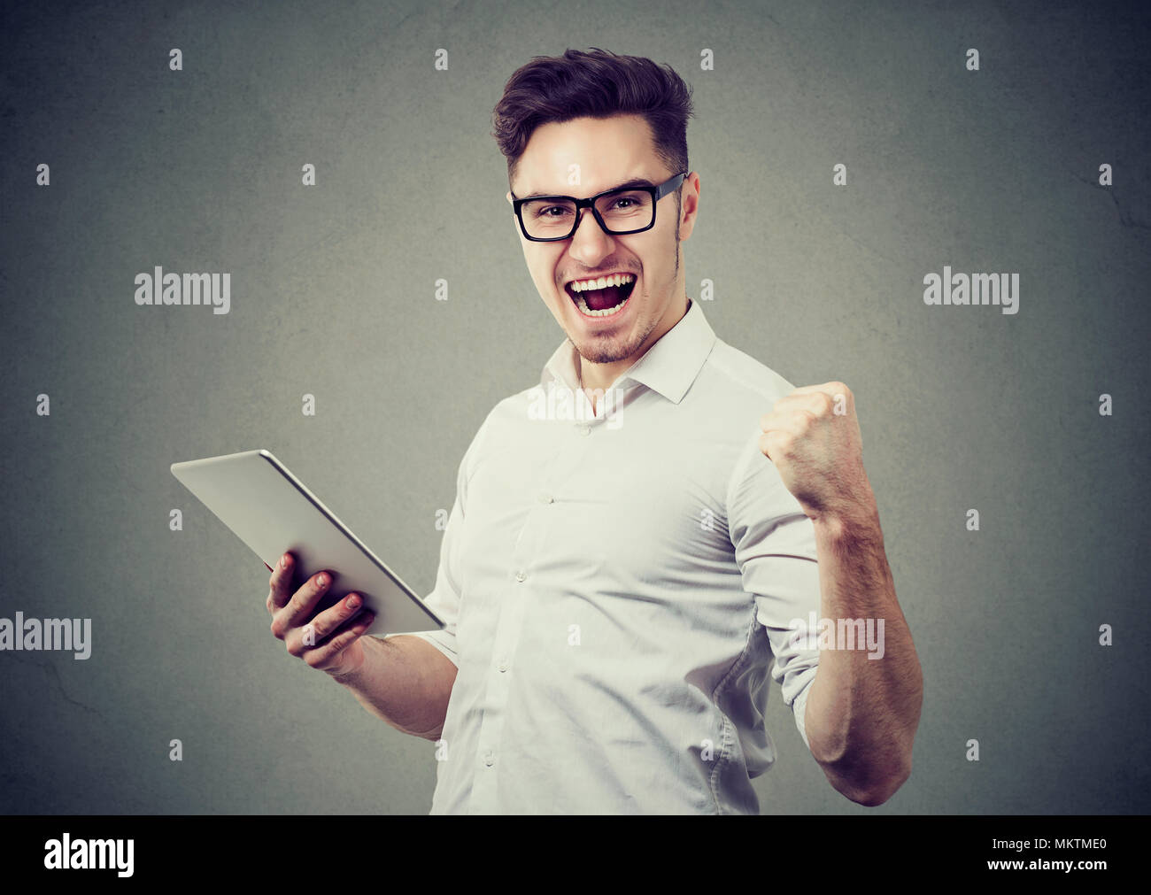 Man excited goal hi-res stock photography and images - Alamy
