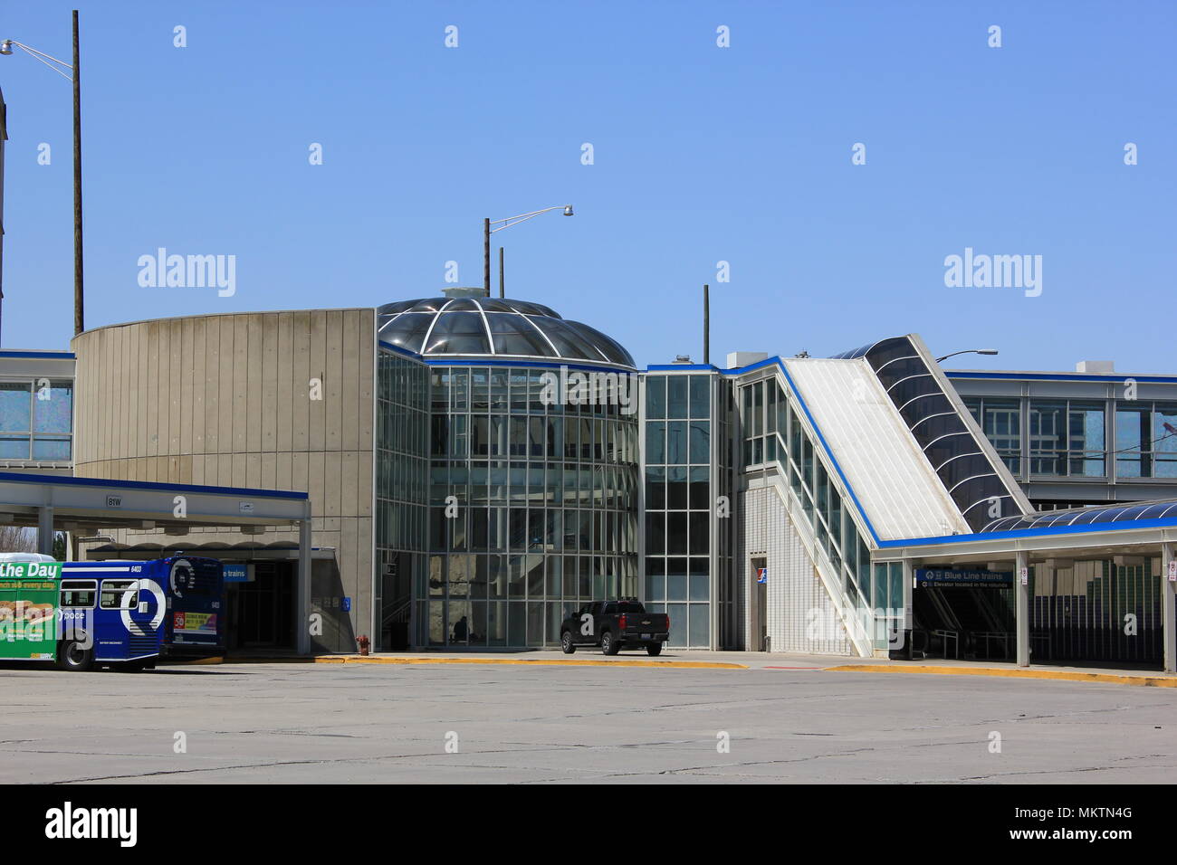 Chicago Cta train and pace bus transfer station depot at the Cumberland