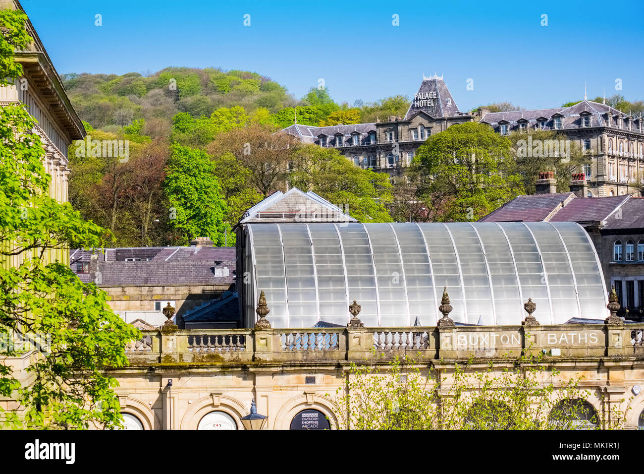 The Palace Hotel and the Thermal Baths in Buxton, Derbyshire,UK Stock Photo