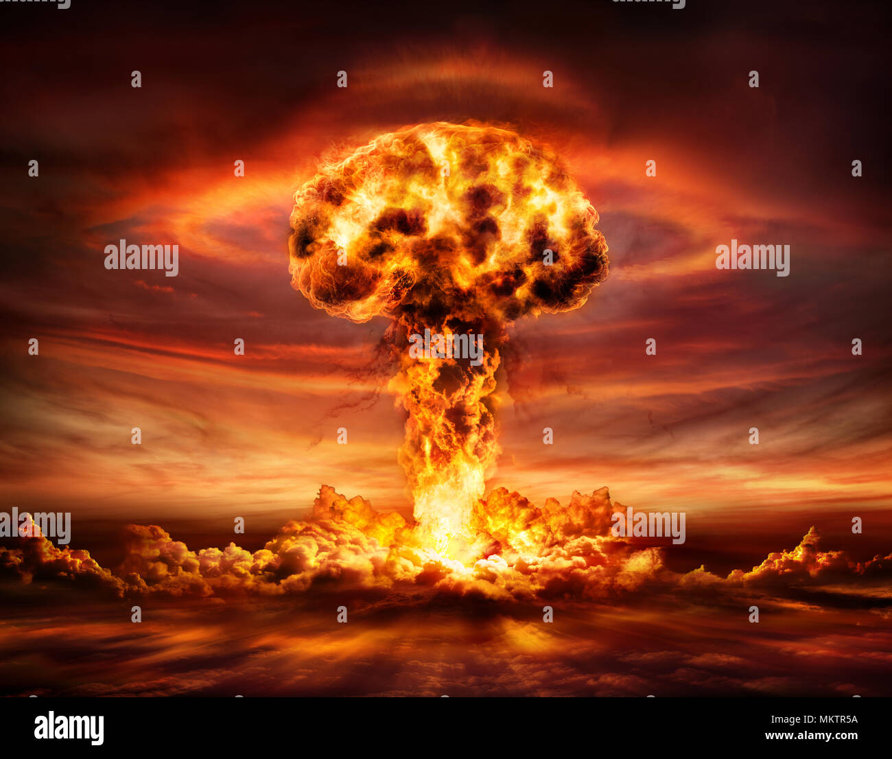 Nuclear Bomb Explosion - Mushroom Cloud Stock Photo