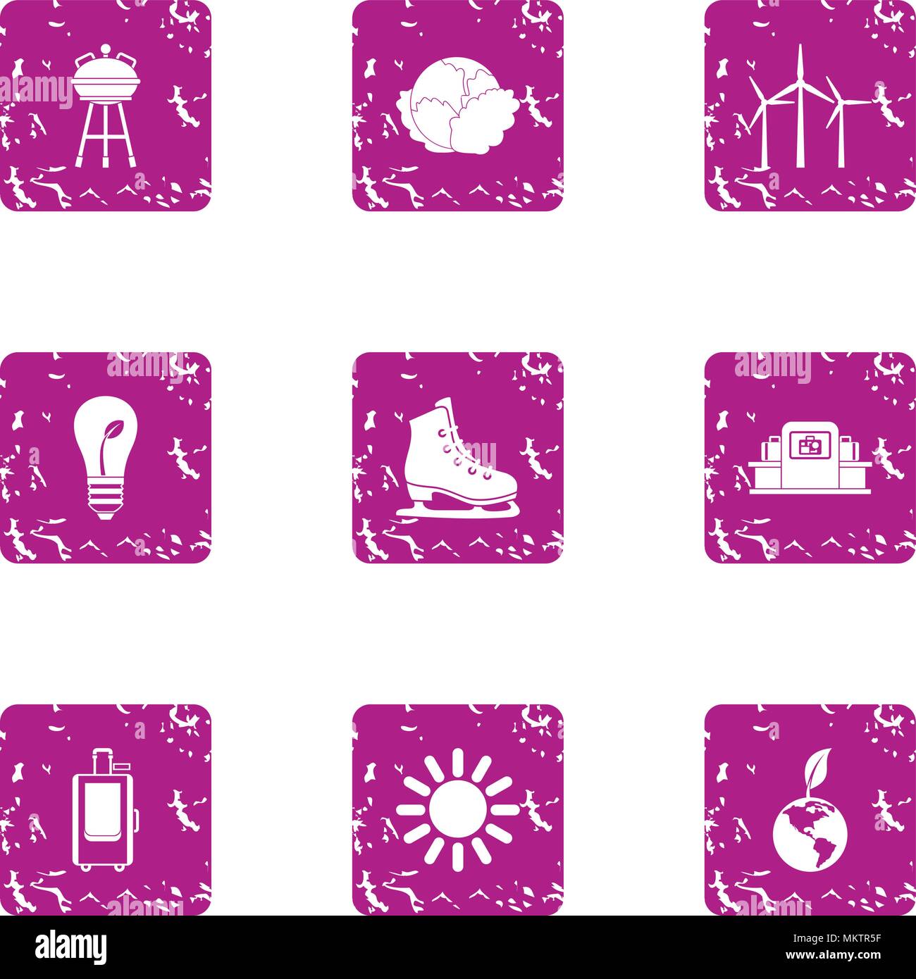 Cohesion icons set, grunge style Stock Vector