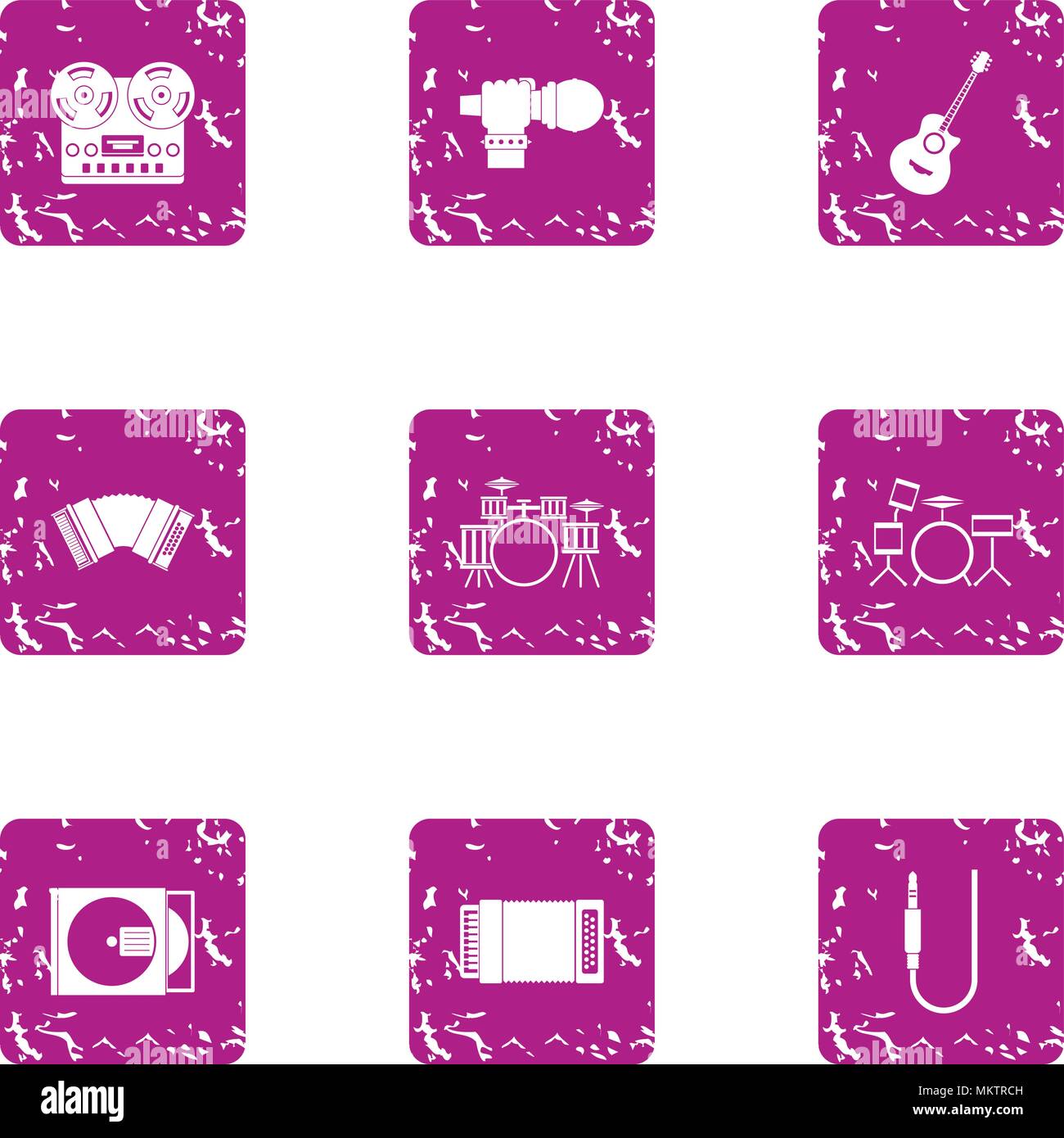 Philharmonic icons set, grunge style Stock Vector