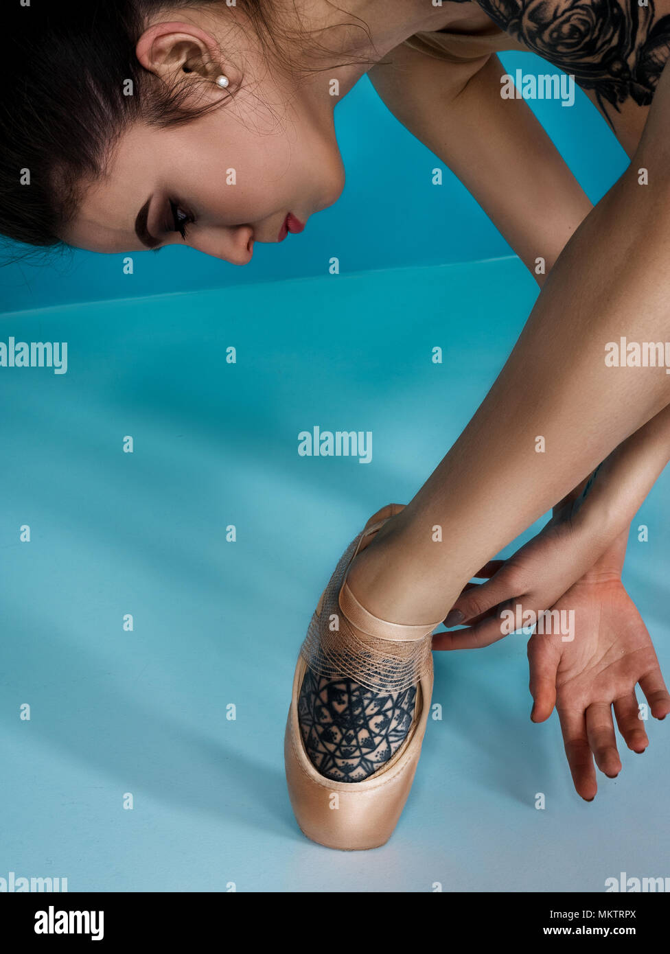 teal ballet shoes