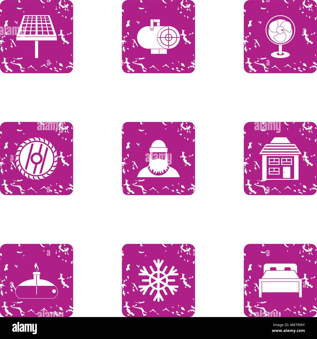 Forest enterprise icons set, grunge style Stock Vector