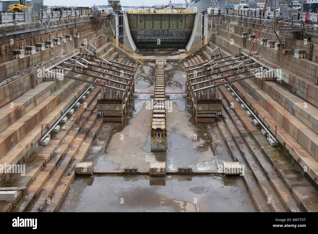 Historic Drydock No. 1 (1833) at the former Charlestown Navy Yard in Boston, Massachusetts, USA