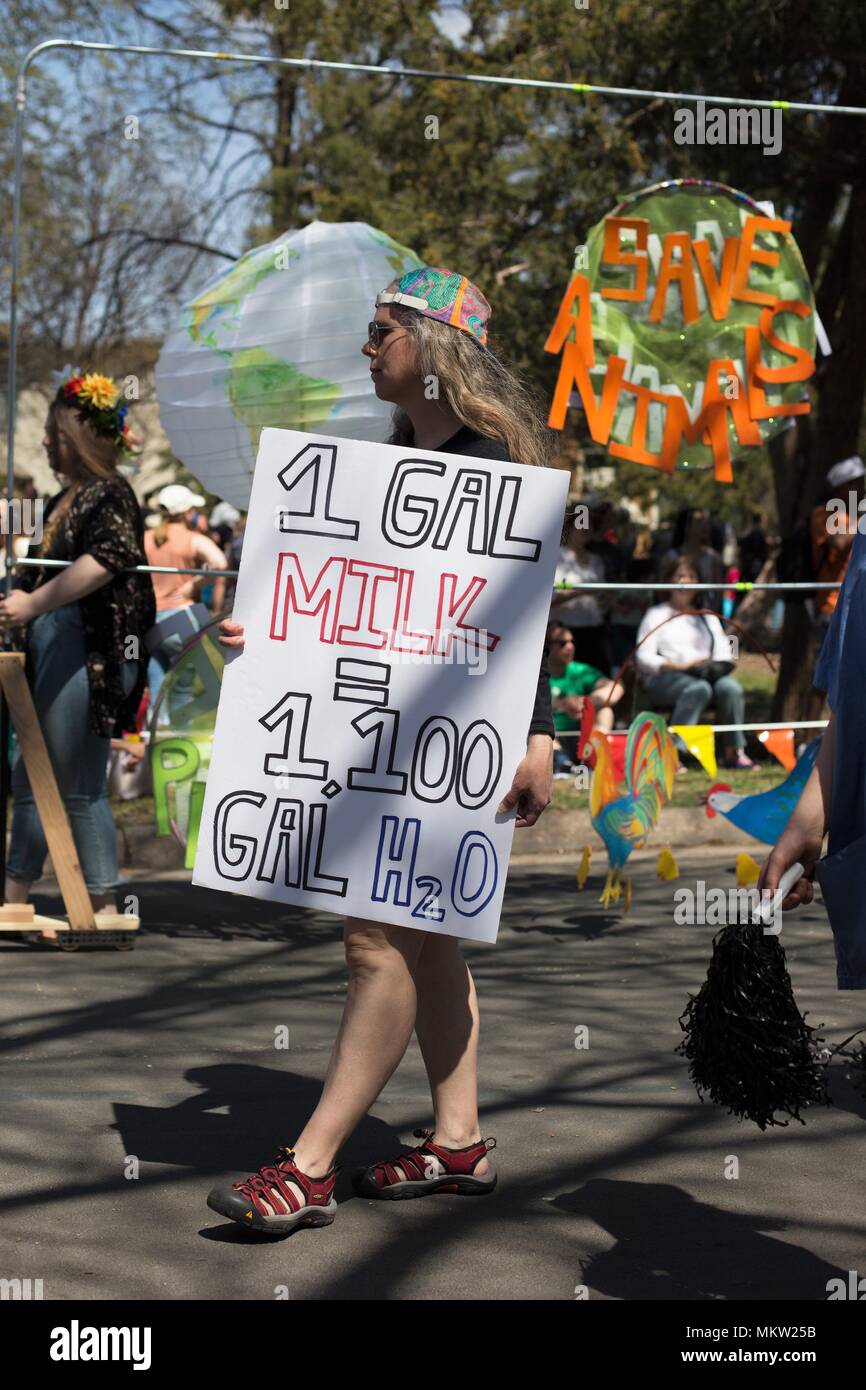 Animal rights protesters at the May Day parade and festival in Minneapolis, Minnesota, USA Stock