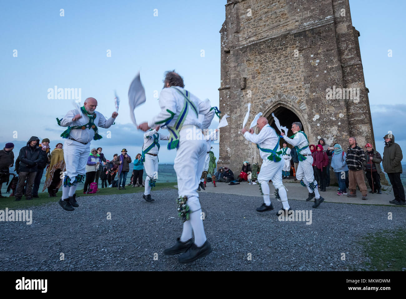 Beltane celebrations on May Day in Glastonbury to celebrate the coming of summer. Stock Photo
