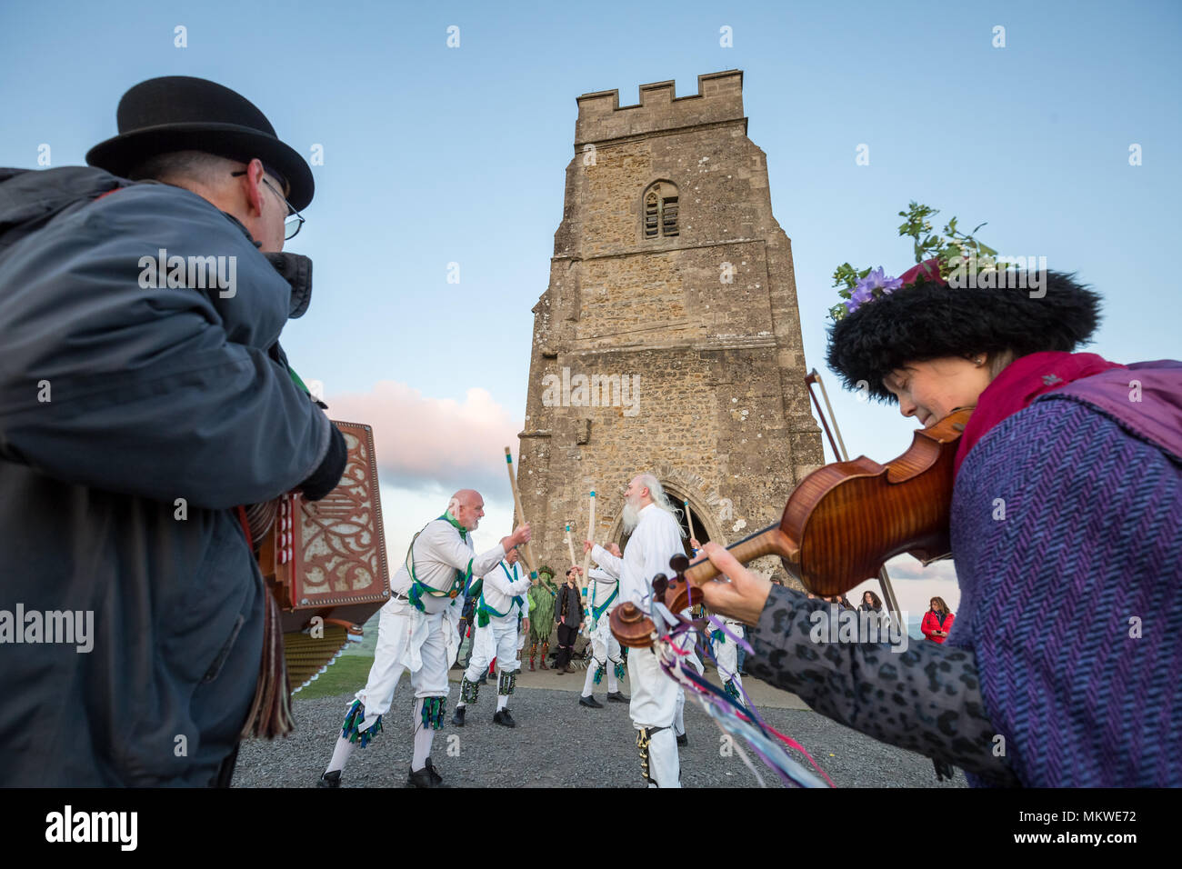 Beltane celebrations on May Day in Glastonbury to celebrate the coming of summer. Stock Photo