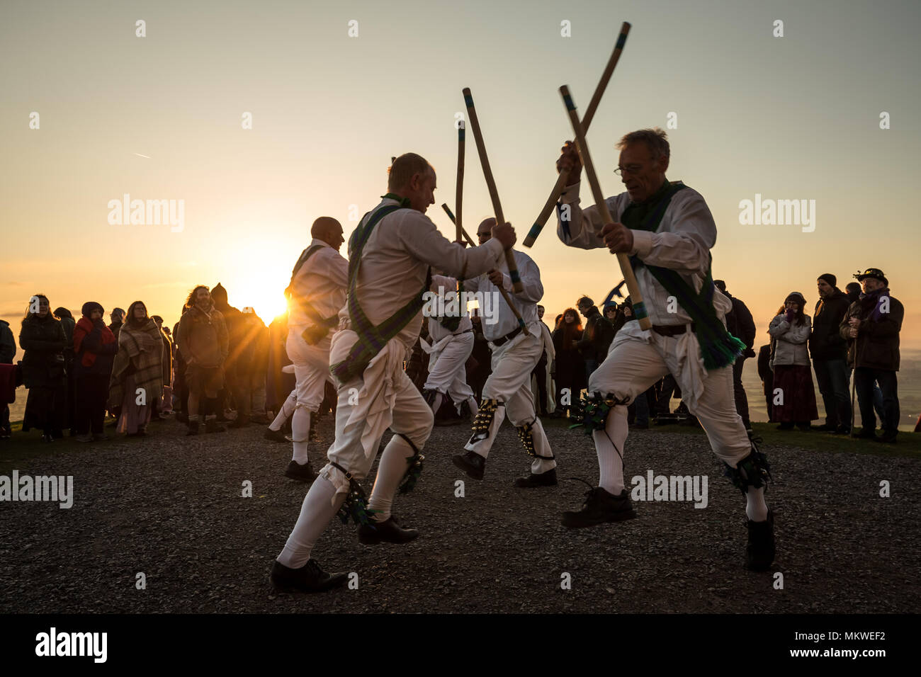 Beltane celebrations on May Day in Glastonbury to celebrate the coming of summer. Stock Photo