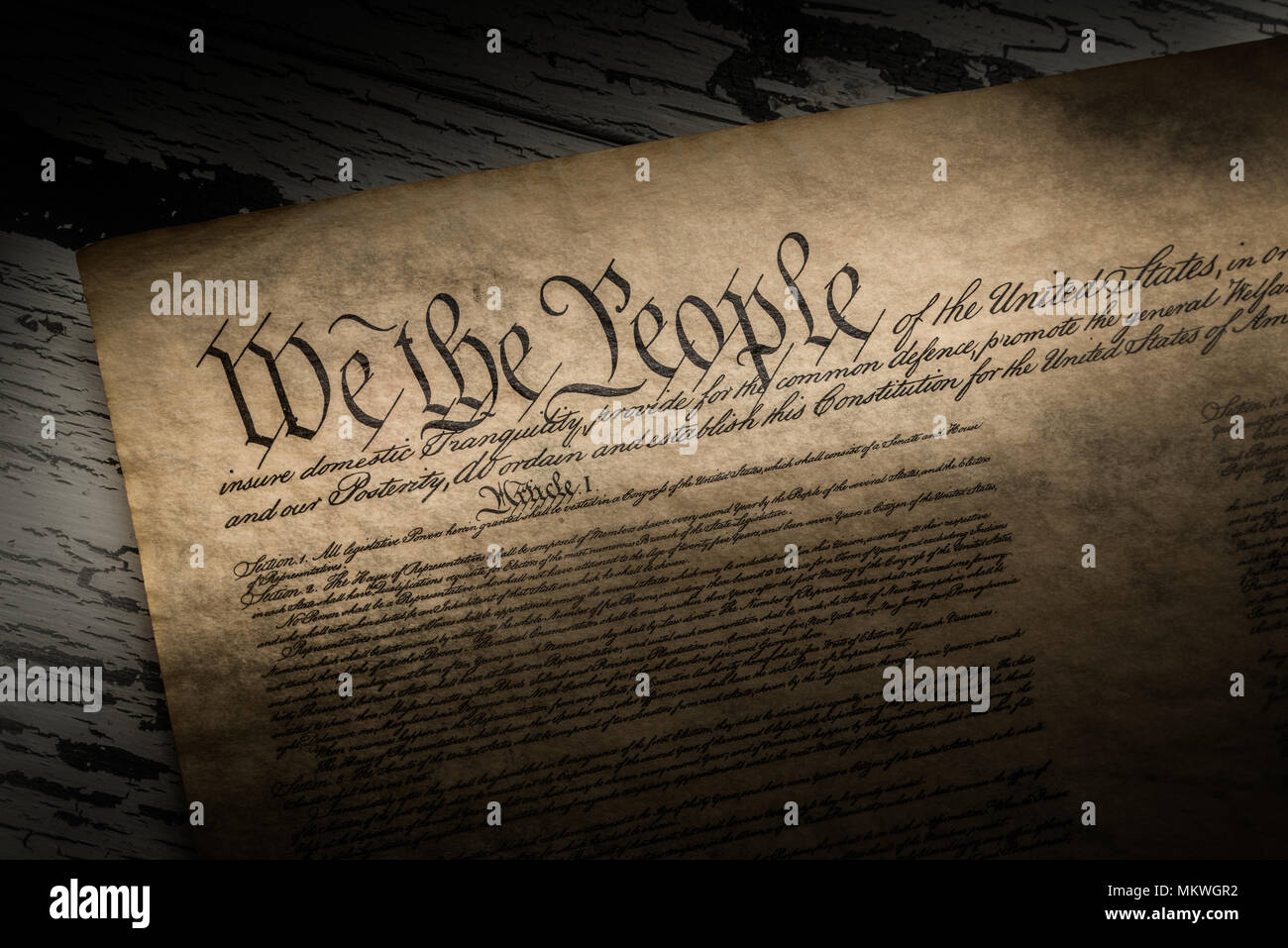 A copy of the constitution of the united states of america stock photo