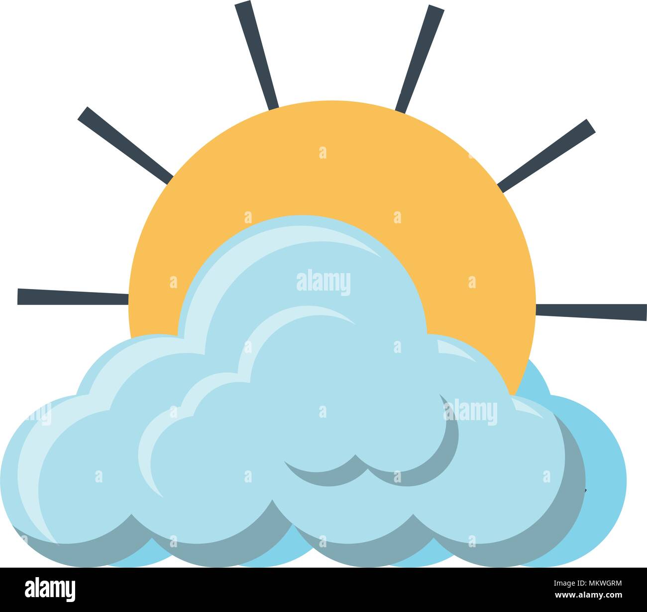 cloud and sun icon over white background, vector illustration Stock ...