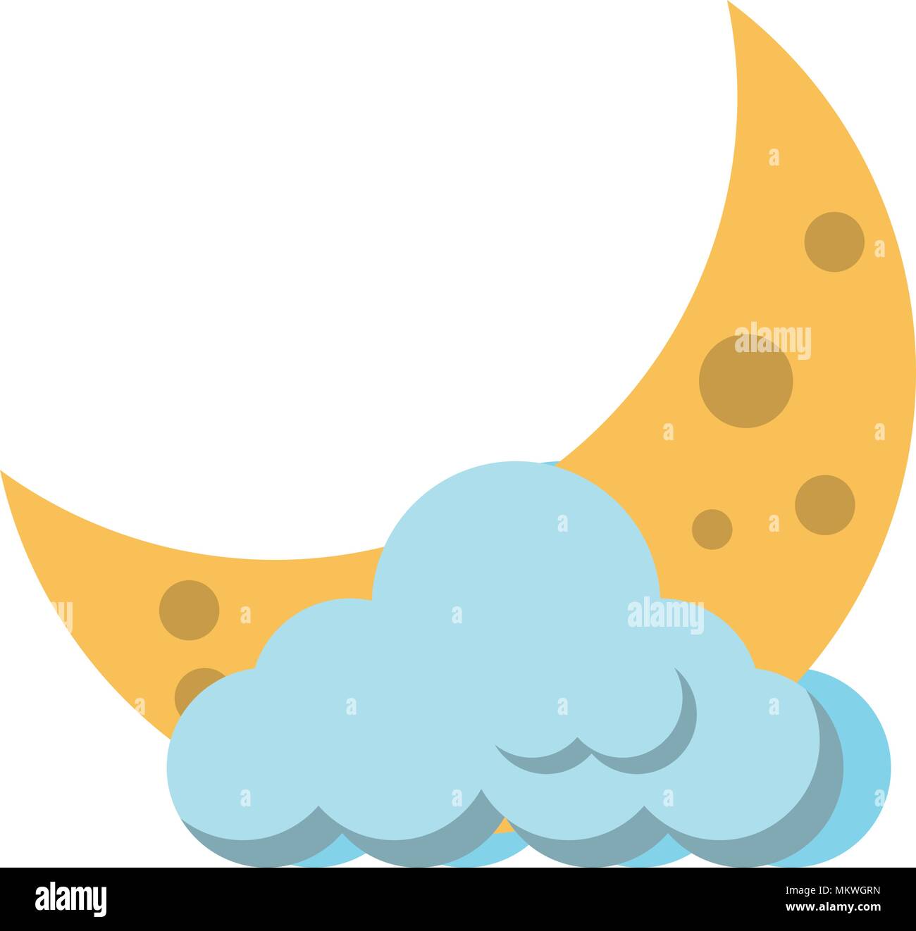 cloud and moon icon over white background, vector illustration Stock ...