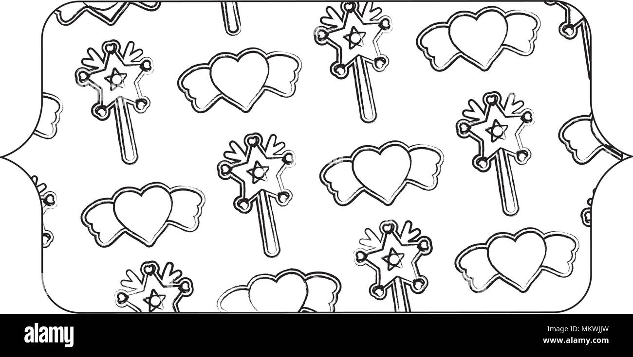 banner with magic wand and hearts pattern, vector illustration Stock ...
