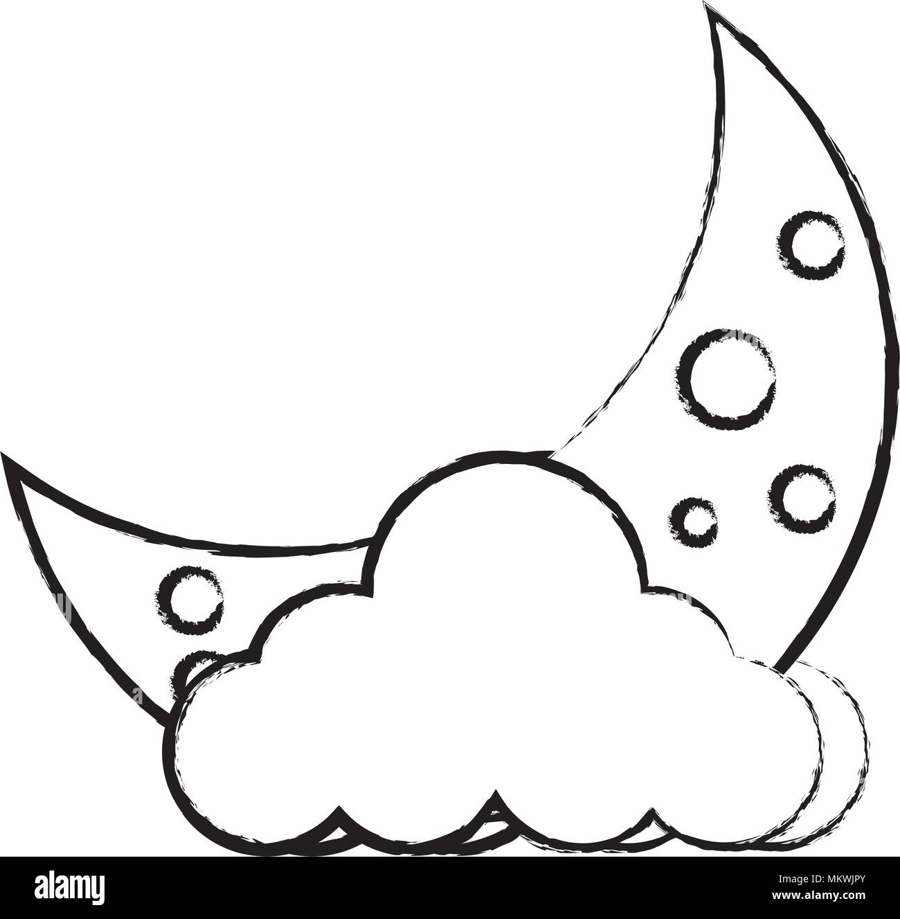 cloud and moon icon over white background, vector illustration Stock ...