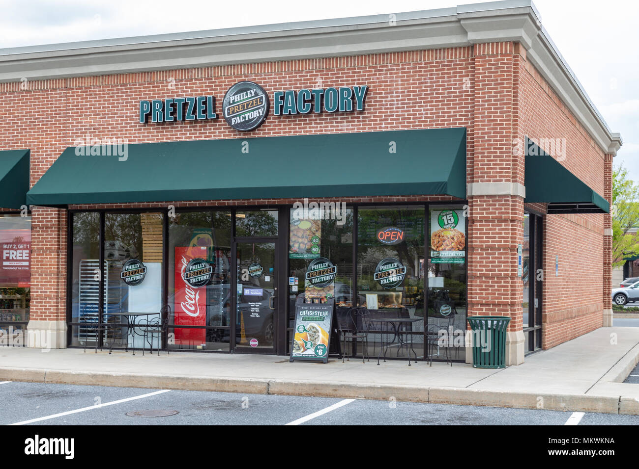 Lititz, PA, USA May 7, 2018 Exterior of Philly Pretzel Factory, a