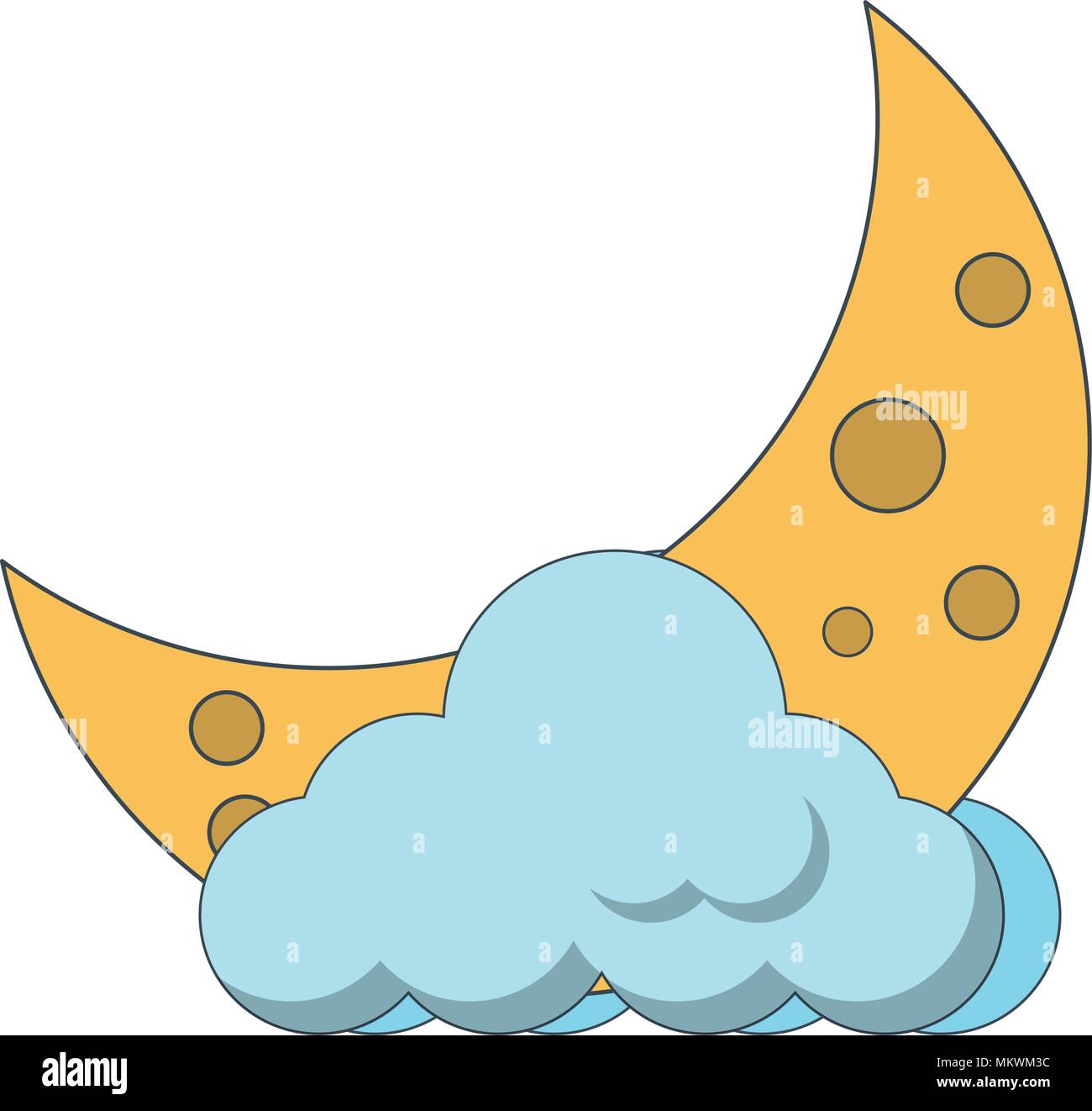 cloud and moon icon over white background, vector illustration Stock ...