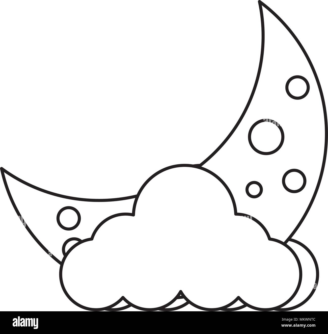 cloud and moon icon over white background, vector illustration Stock ...