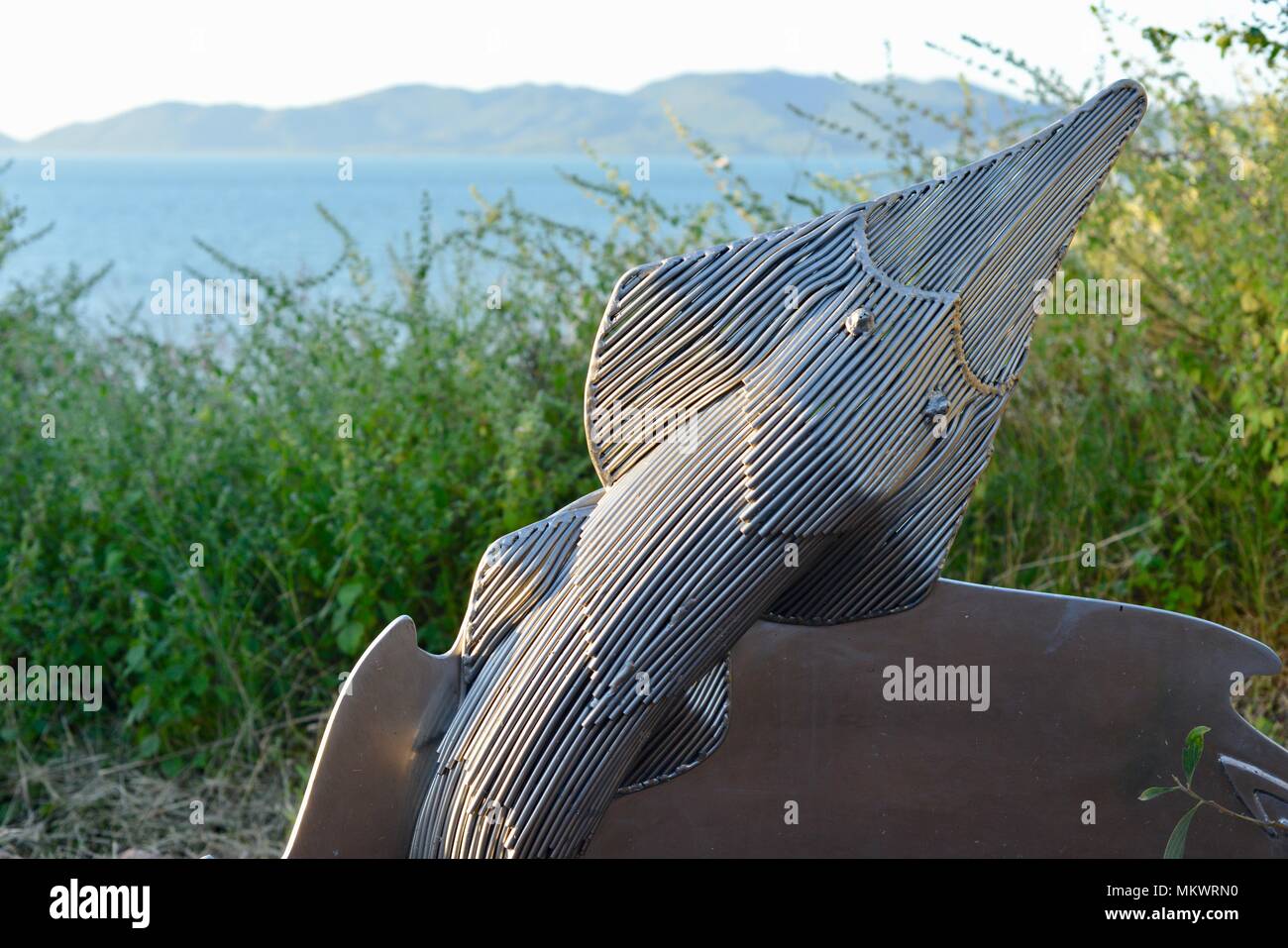 Shovel nose ray stainless steel wire sculpture, Artwork at Jezzine