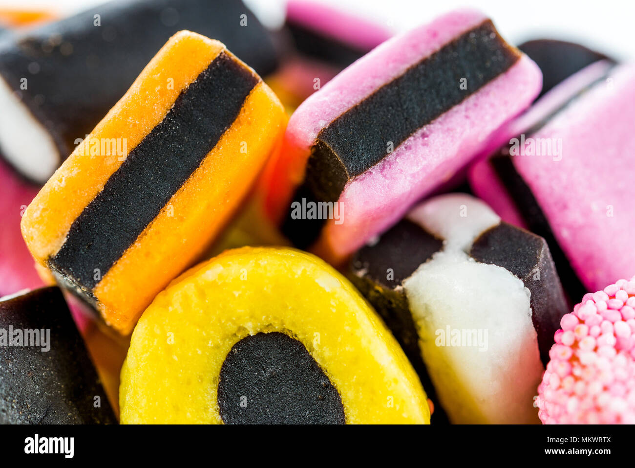 Yellow black white liquorice allsorts hires stock photography and images Alamy