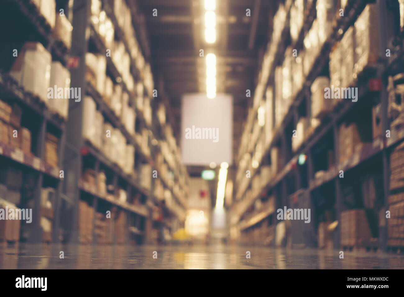 Blurry background of Warehouse inventory product stock for logistic ...