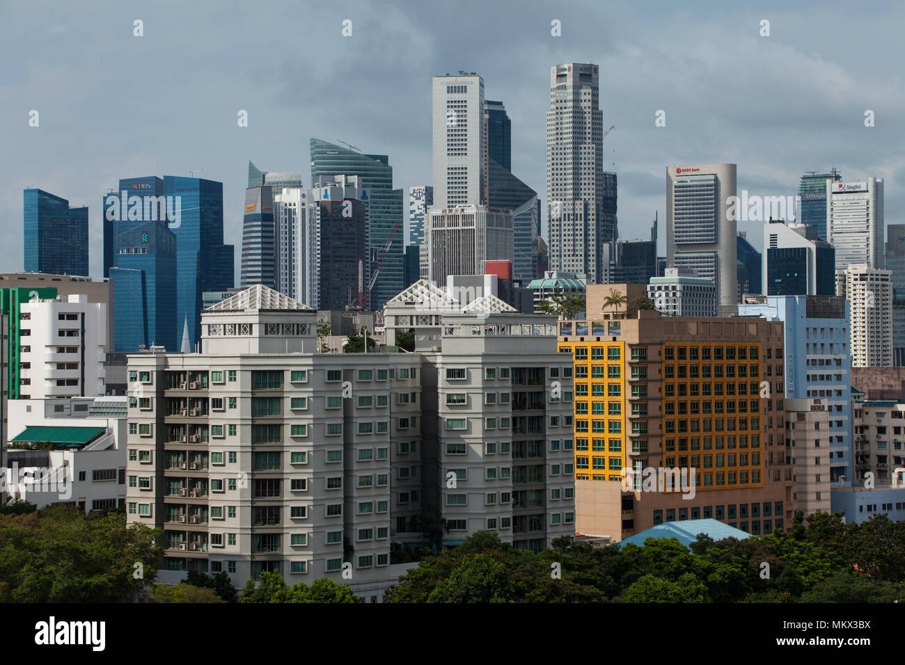 View of Singapore commercial buildings, skyscraper, private residential