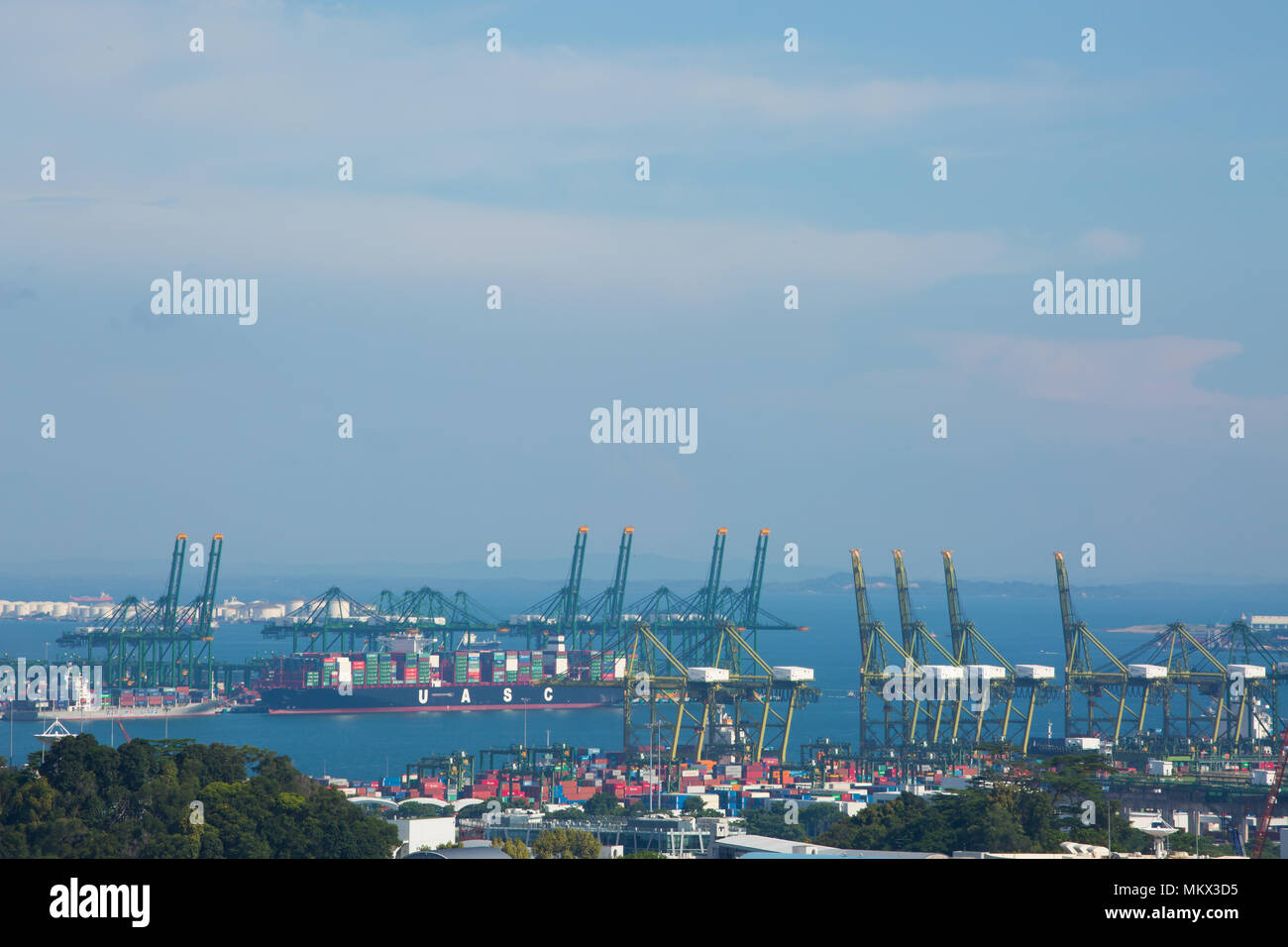 View of Singapore port in the western part of Singapore Stock Photo