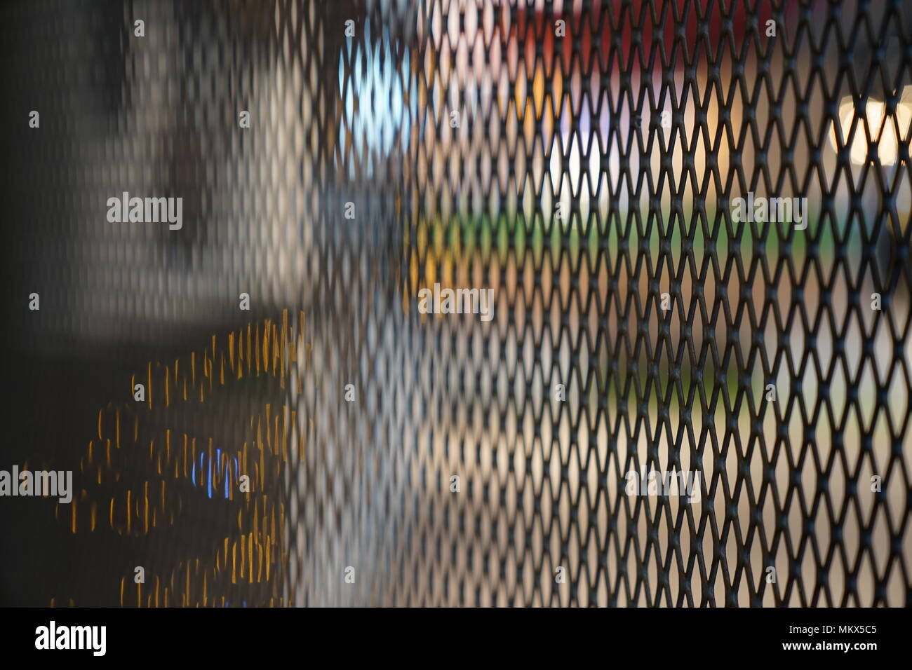 black grill partition with blur background. Stock Photo
