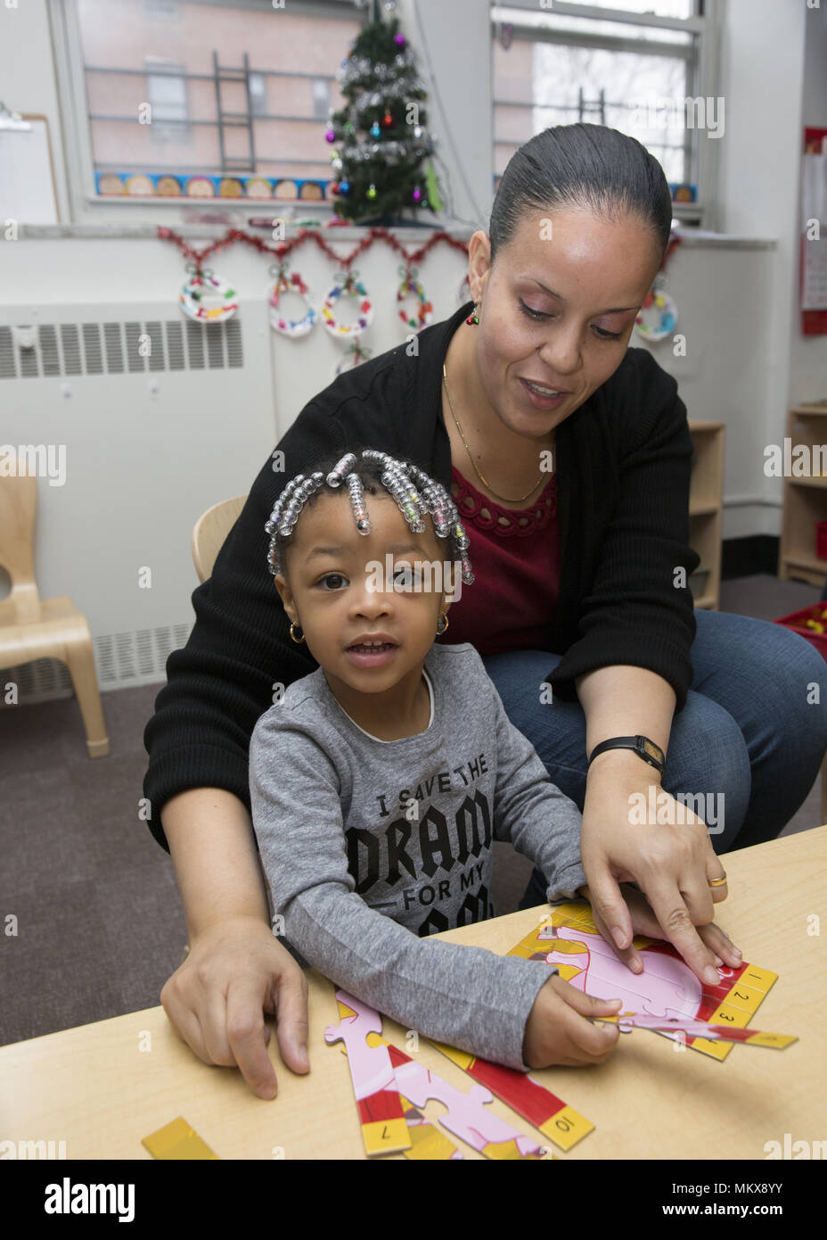 Lower East Side multi ethnic nursery school in the Chinatown neighborhood of Manhattan. Stock Photo