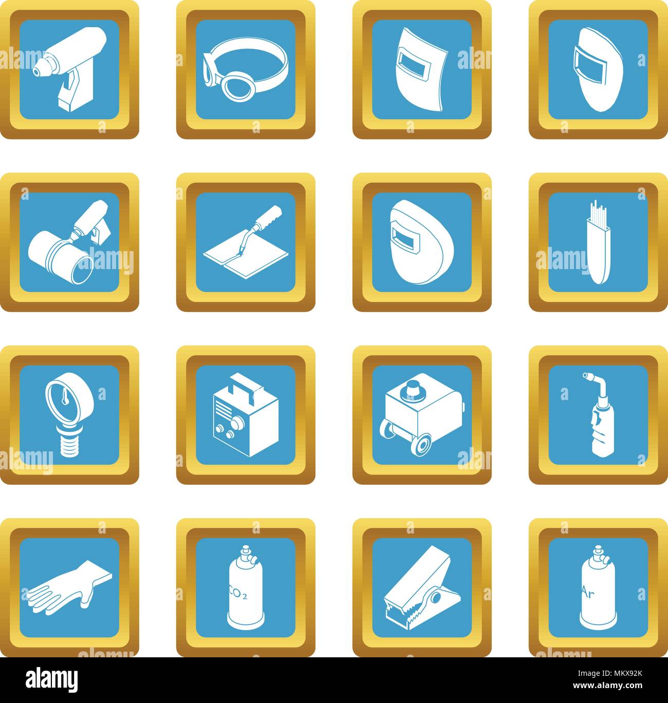 Welding tools icons set sapphirine square vector Stock Vector