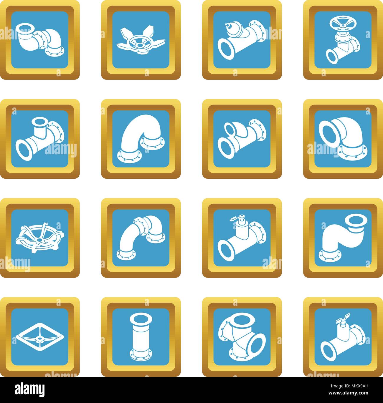 Pipeline constructor icons set sapphirine square vector Stock Vector