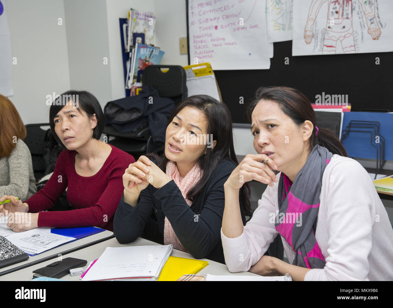English as a second language class for recent immigrants to New York