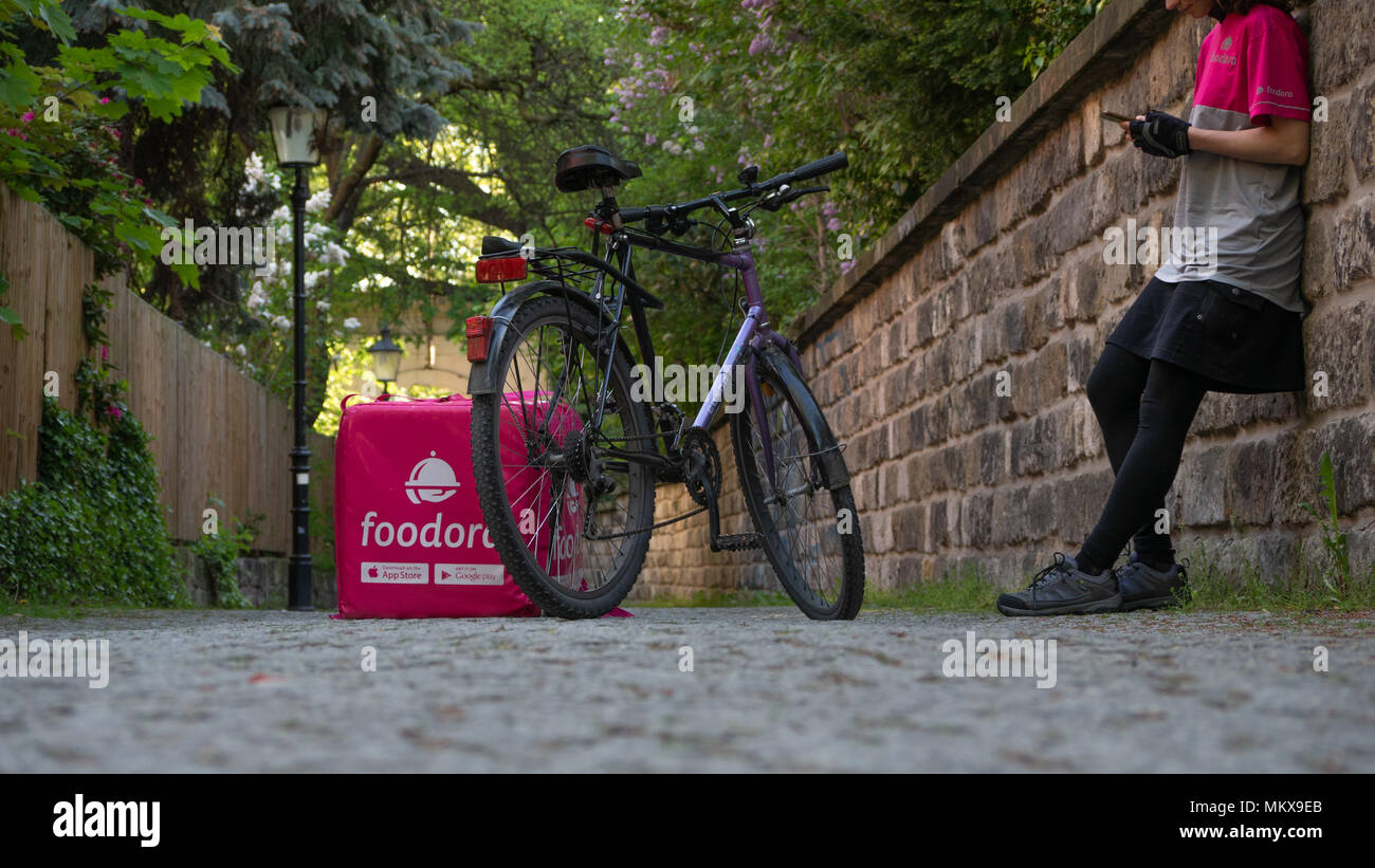 Dresden, Germany Food delivery service. A german foodora employee