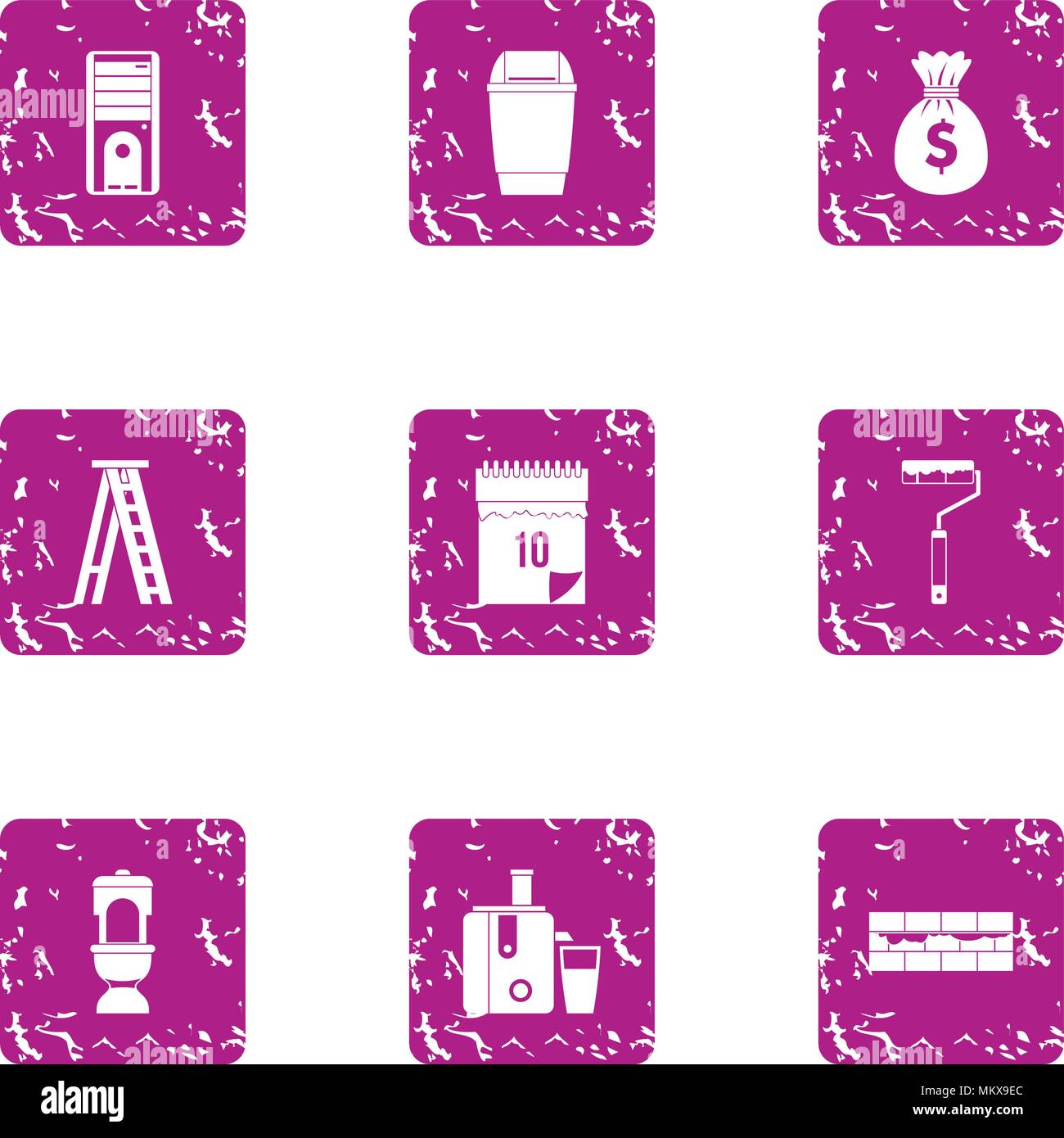 Trimming icons set, grunge style Stock Vector