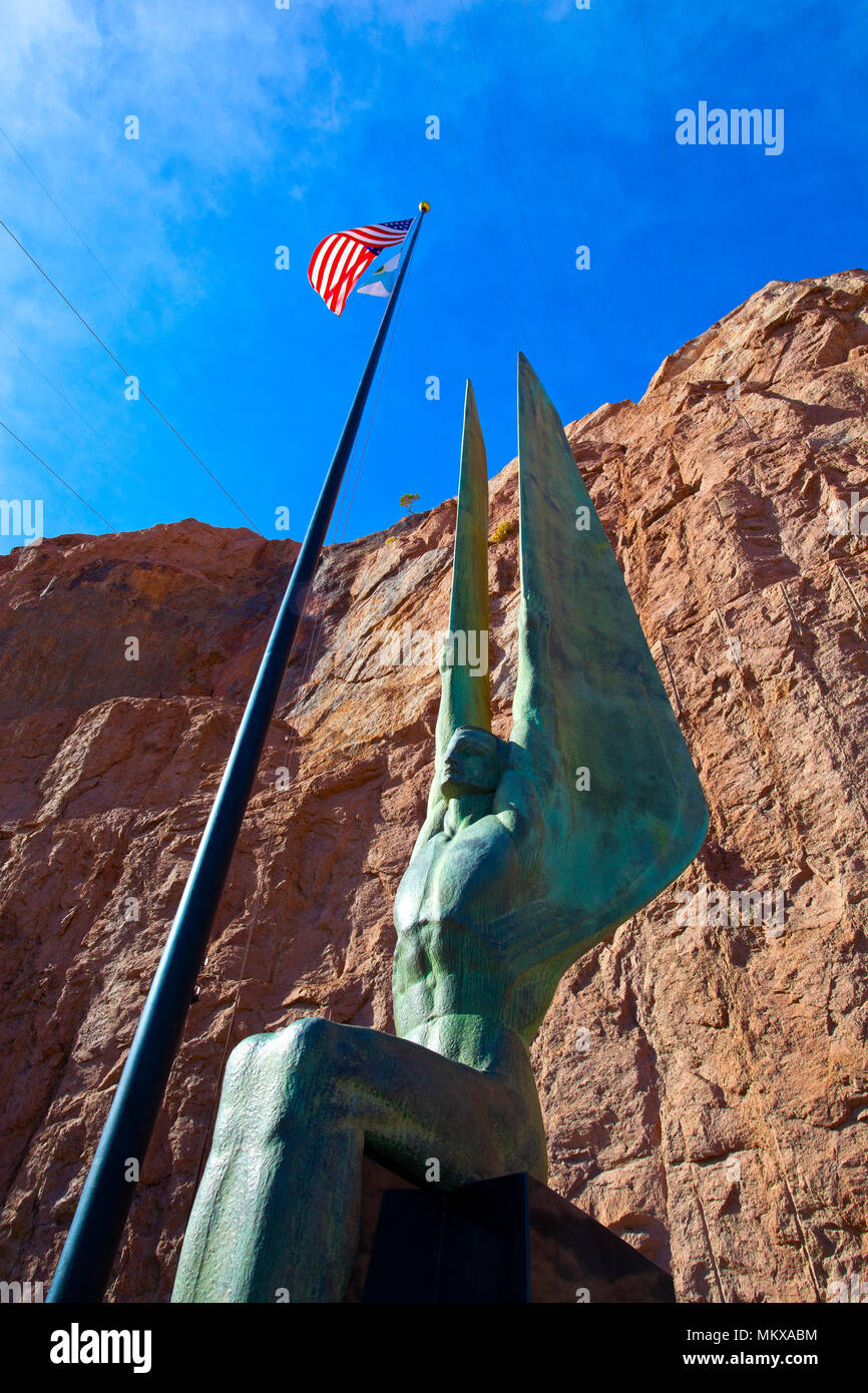Winged Figures of the Republic bronze statue at Boulder Dam, Nevada USA Stock Photo