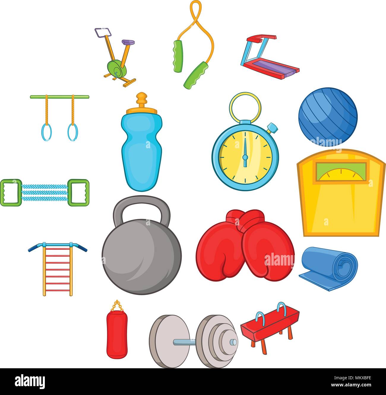 Gym icons set, cartoon style Stock Vector Image & Art - Alamy