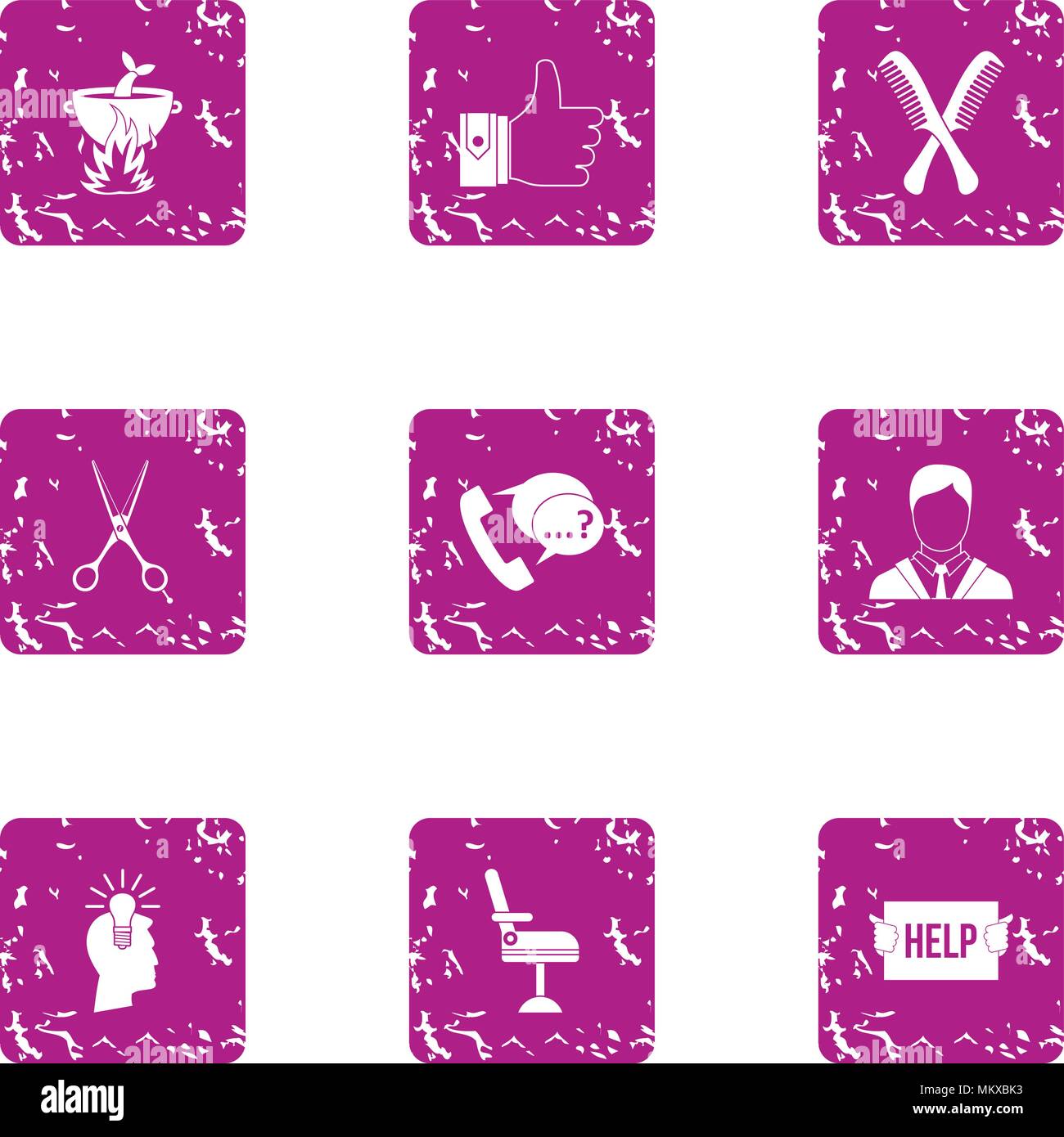 Brilliant idea icons set, grunge style Stock Vector