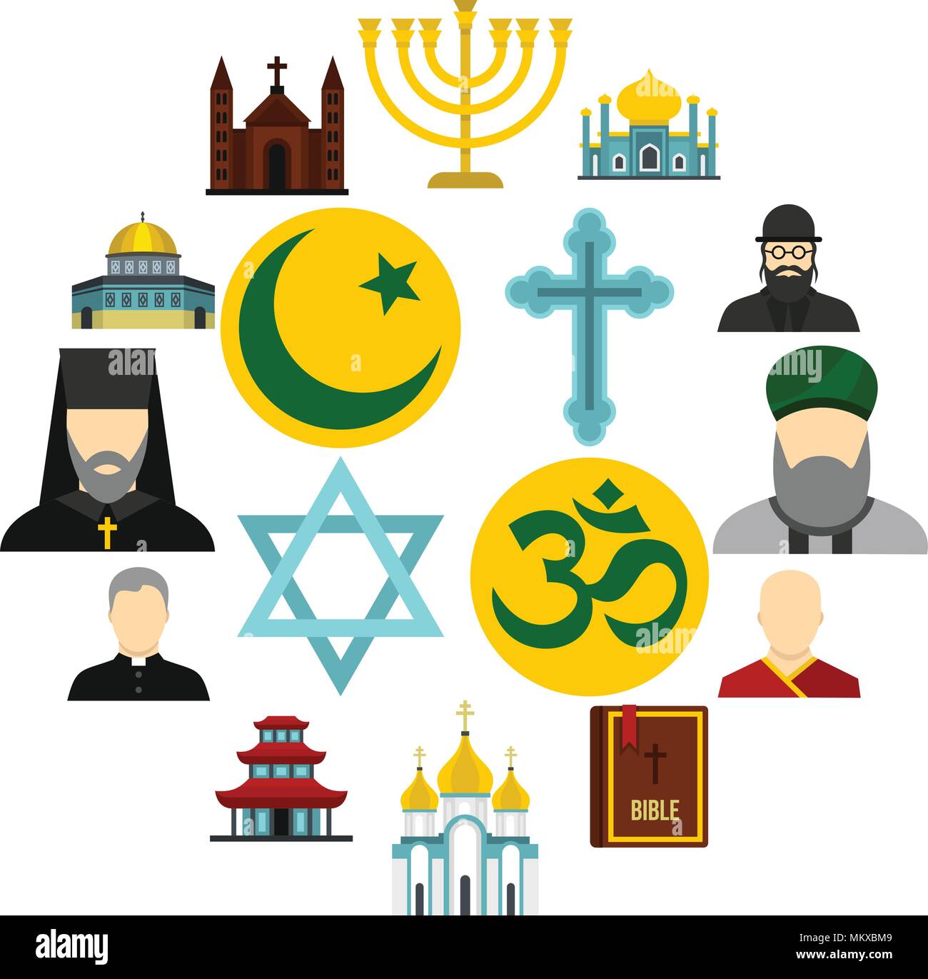 Religious symbol icons set, flat style Stock Vector Image & Art - Alamy